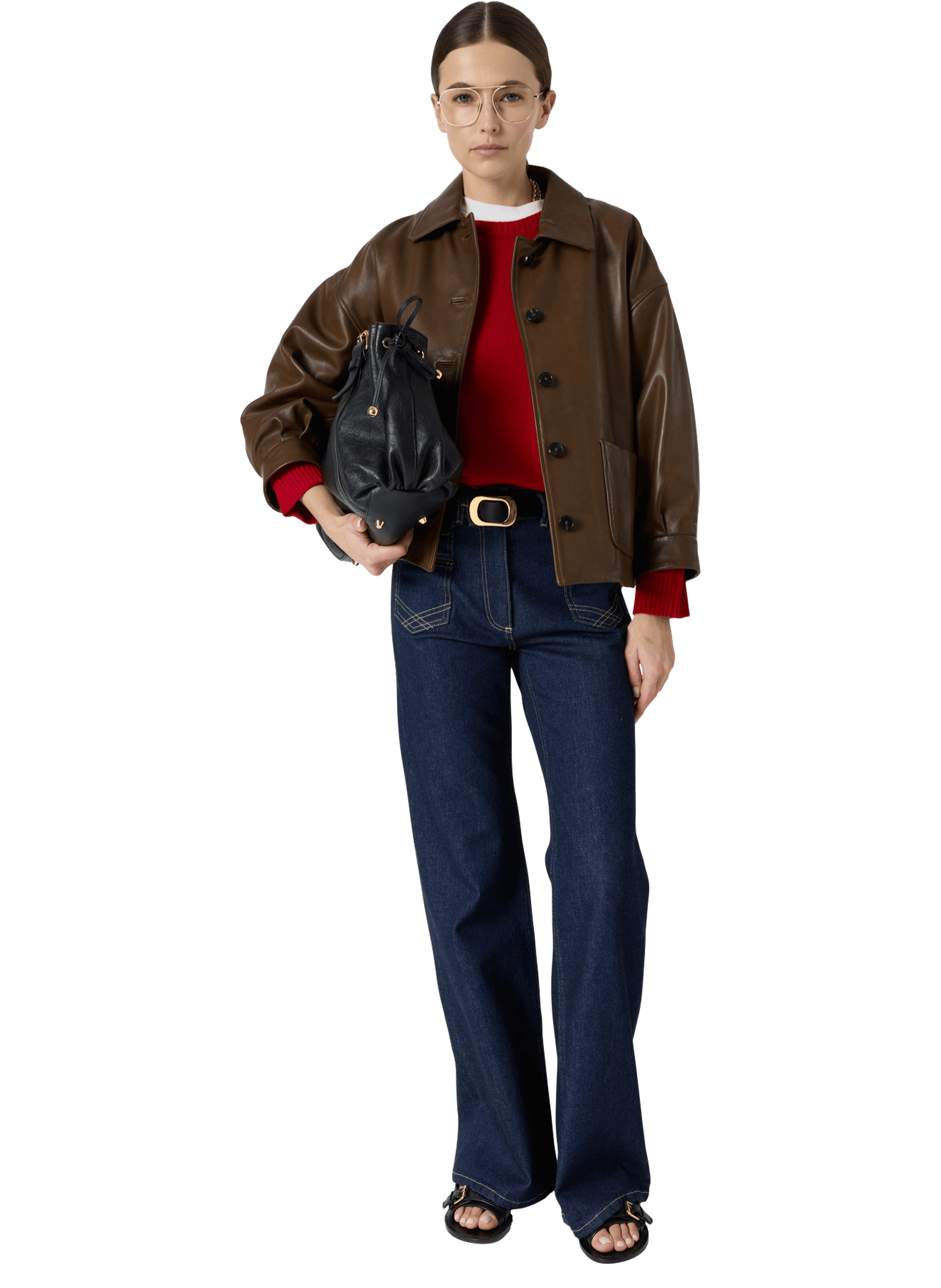 Veste en cuir vieilli - tinae GERARD DAREL Marron