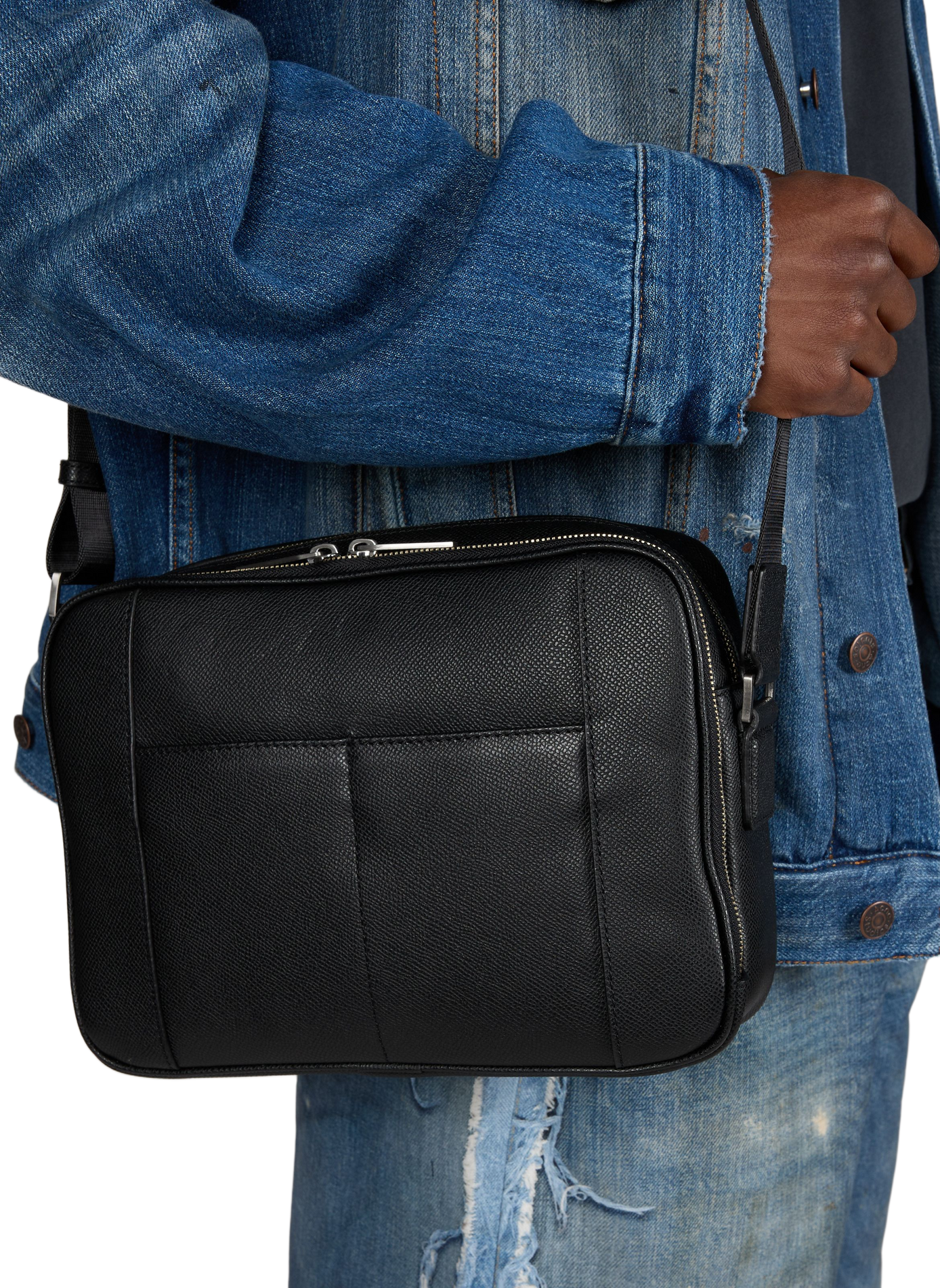 Grande sacoche en cuir de vachette SAISON 1865 Noir