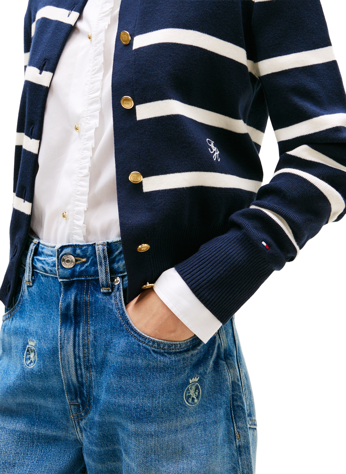 Cardigan à rayures en coton TOMMY HILFIGER Multicolore