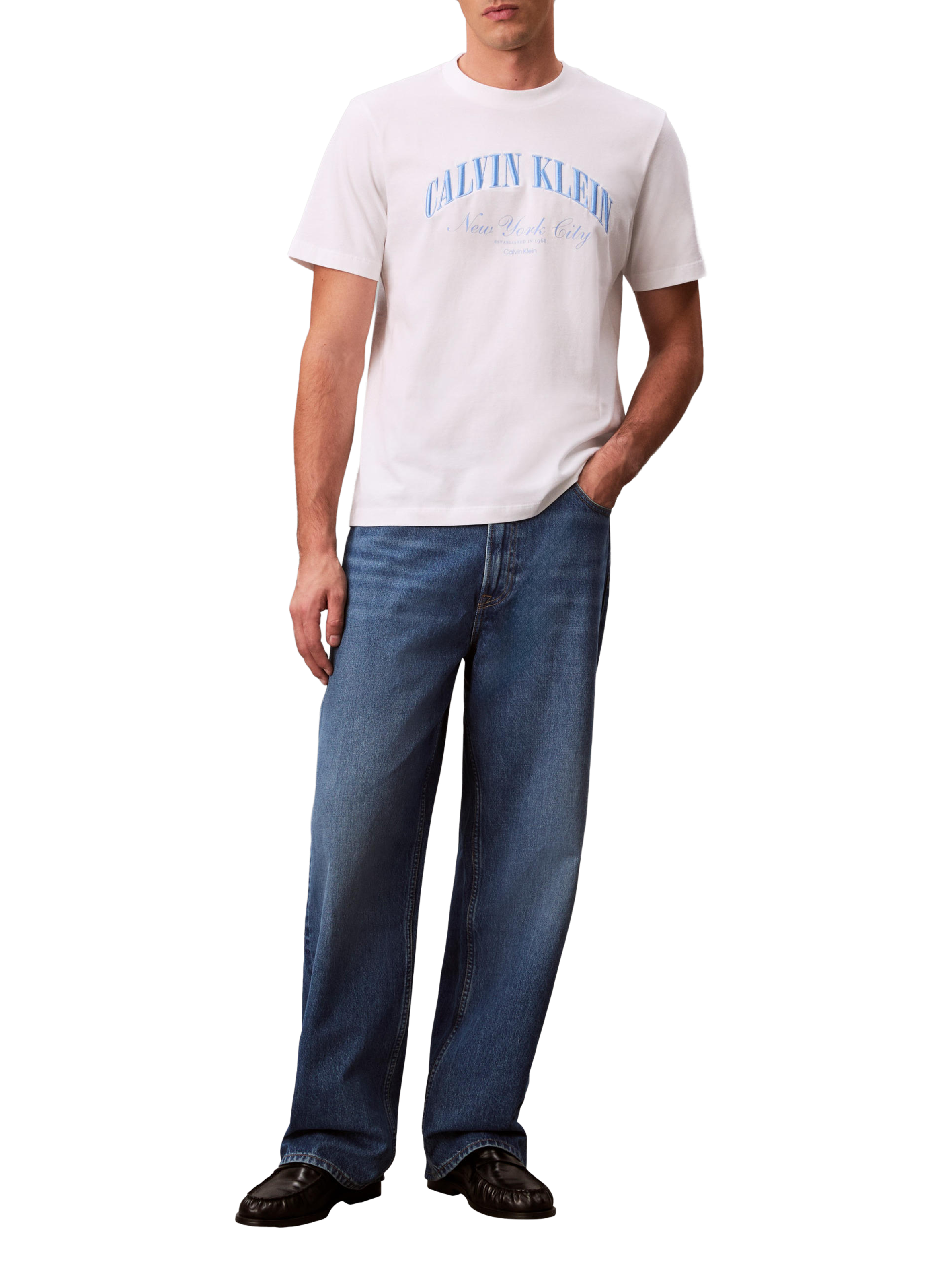 T-shirt droit à logo en coton CALVIN KLEIN Blanc