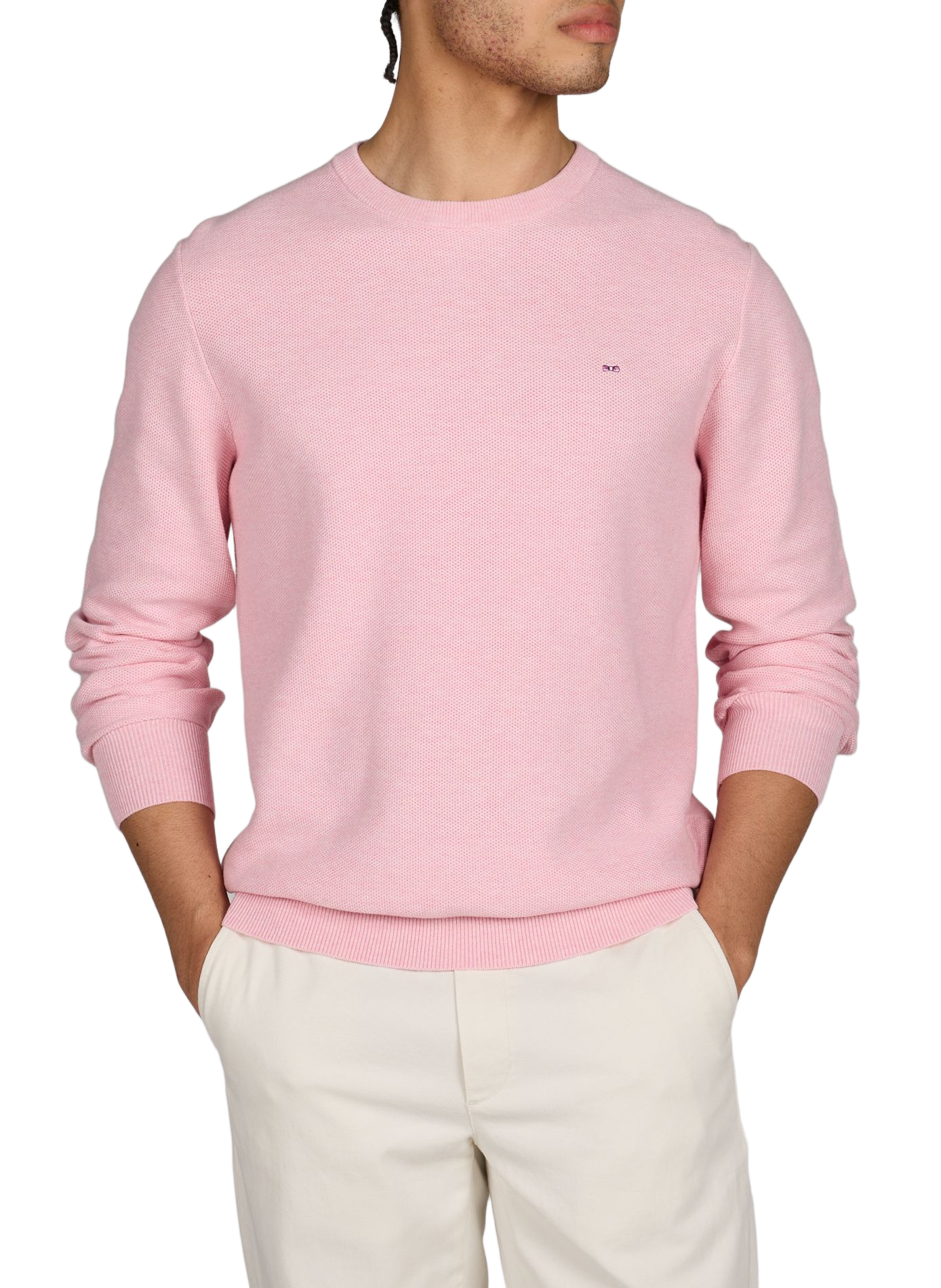 Straight round neck cotton sweater EDEN PARK Blue