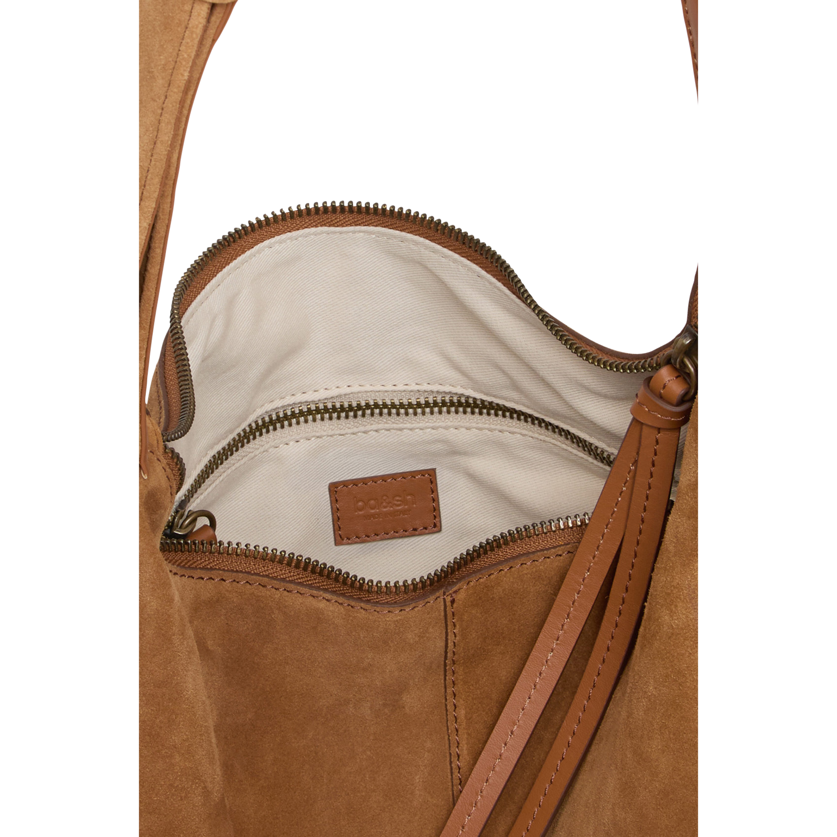 Sac hobo uni en daim youyou hobo BA&SH Marron