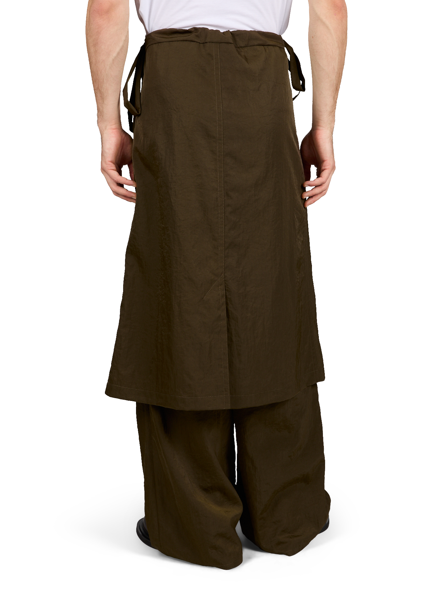 Wide-leg pants with skirt overlay SEAN SUEN Brown