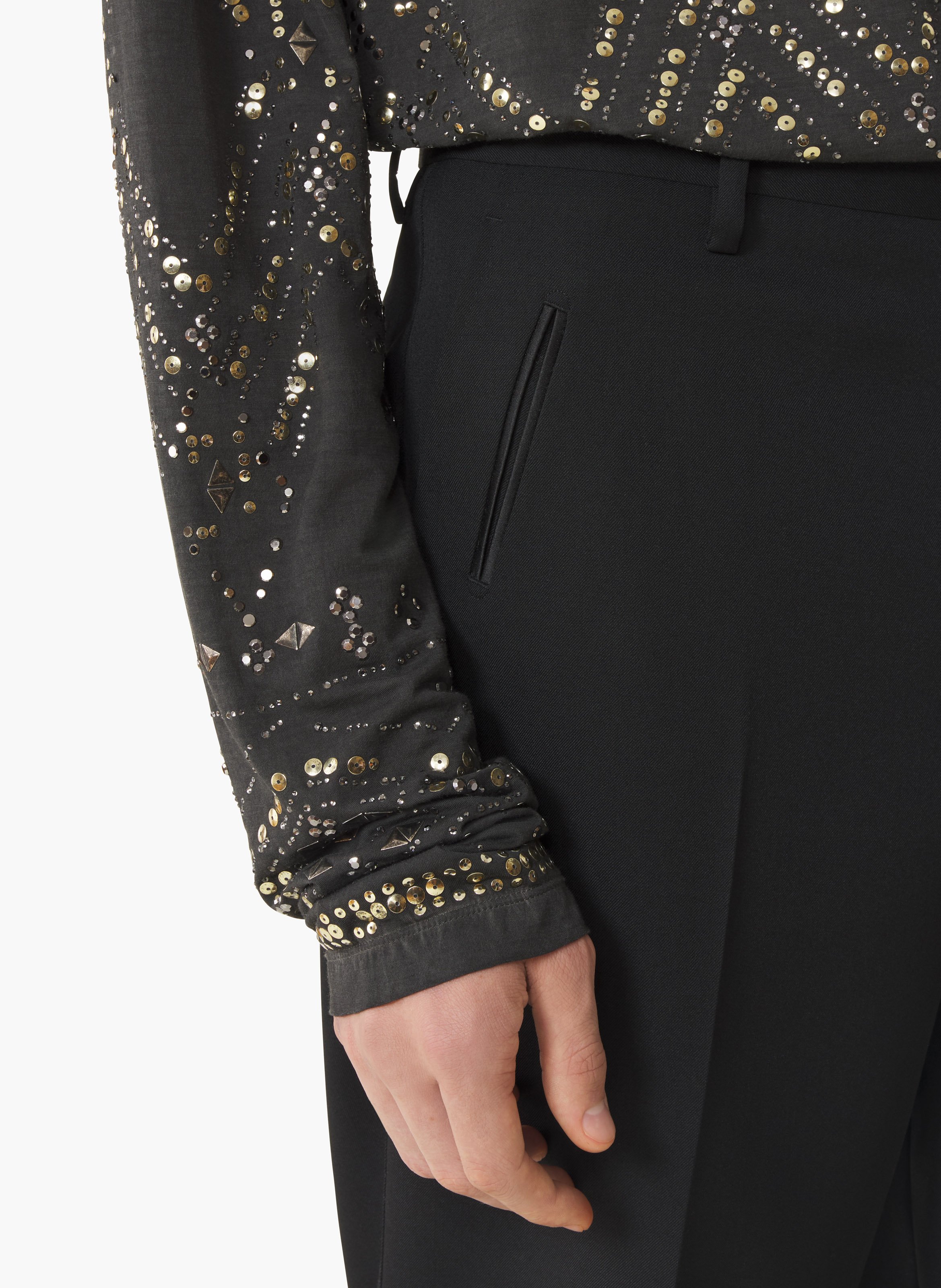 Pantalon droit en laine Noir