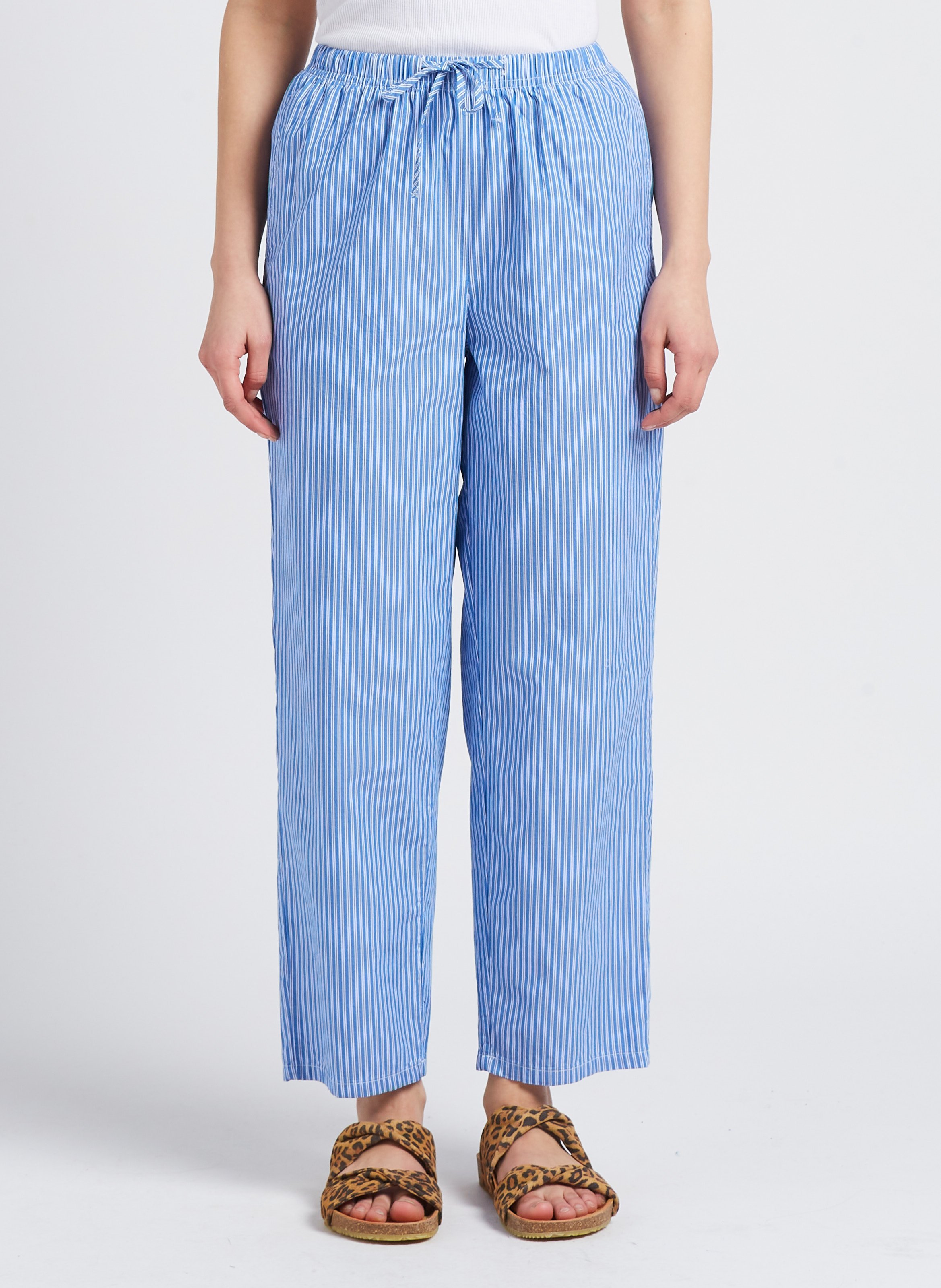 Pantalon carotte en coton rayé zatybay AMERICAN VINTAGE Bleu