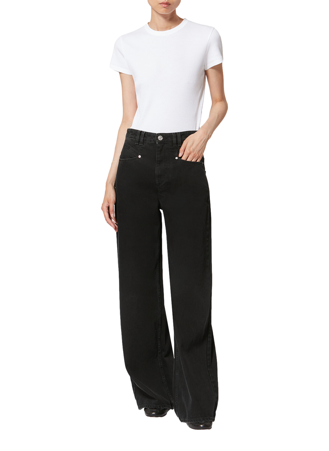 Wide-leg cotton jeans by Lemony ISABEL MARANT Black