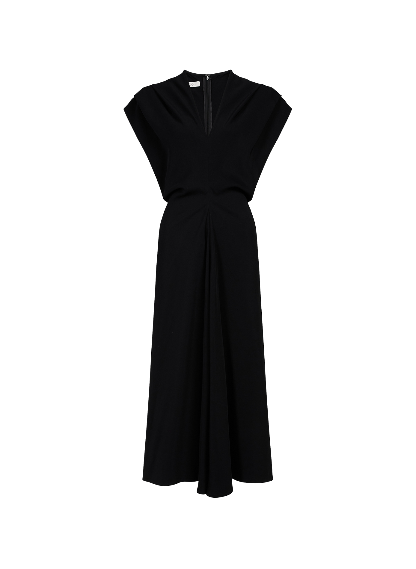Solid V-neck Dress CO Black
