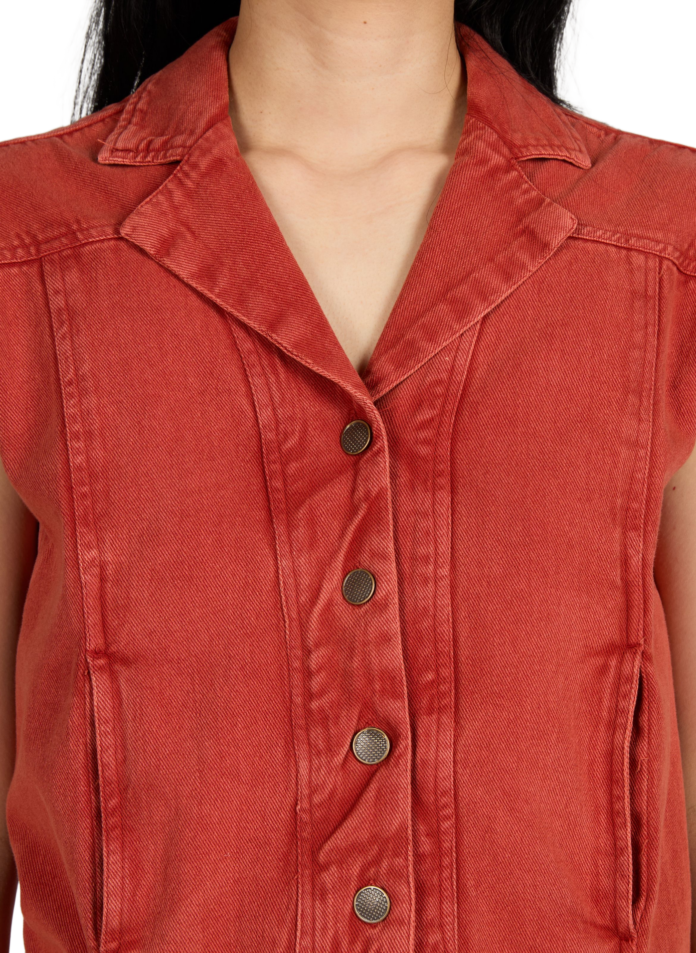 Sleeveless denim cotton jacket VILA Red