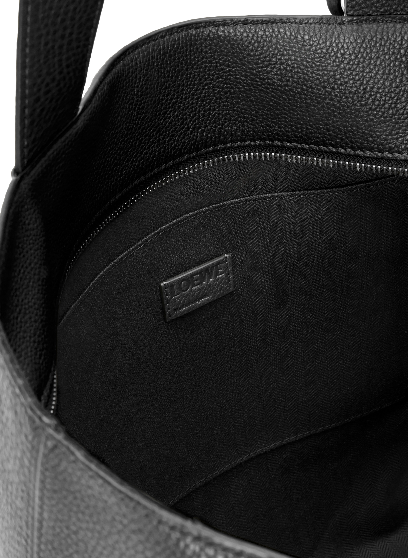 Loop zipped tote en cuir de veau grainé souple LOEWE Noir