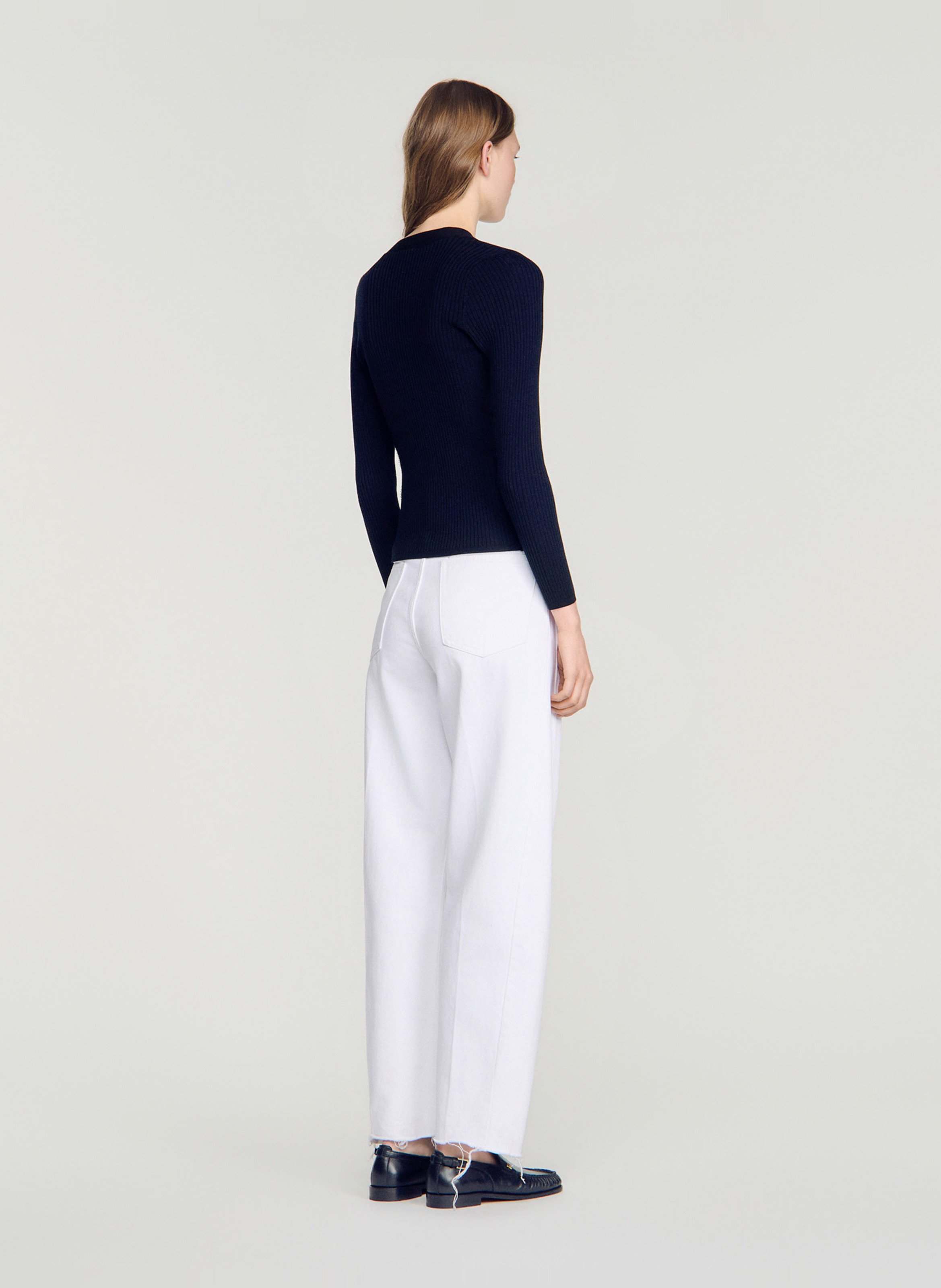 Cardigan ajusté col v SANDRO Noir