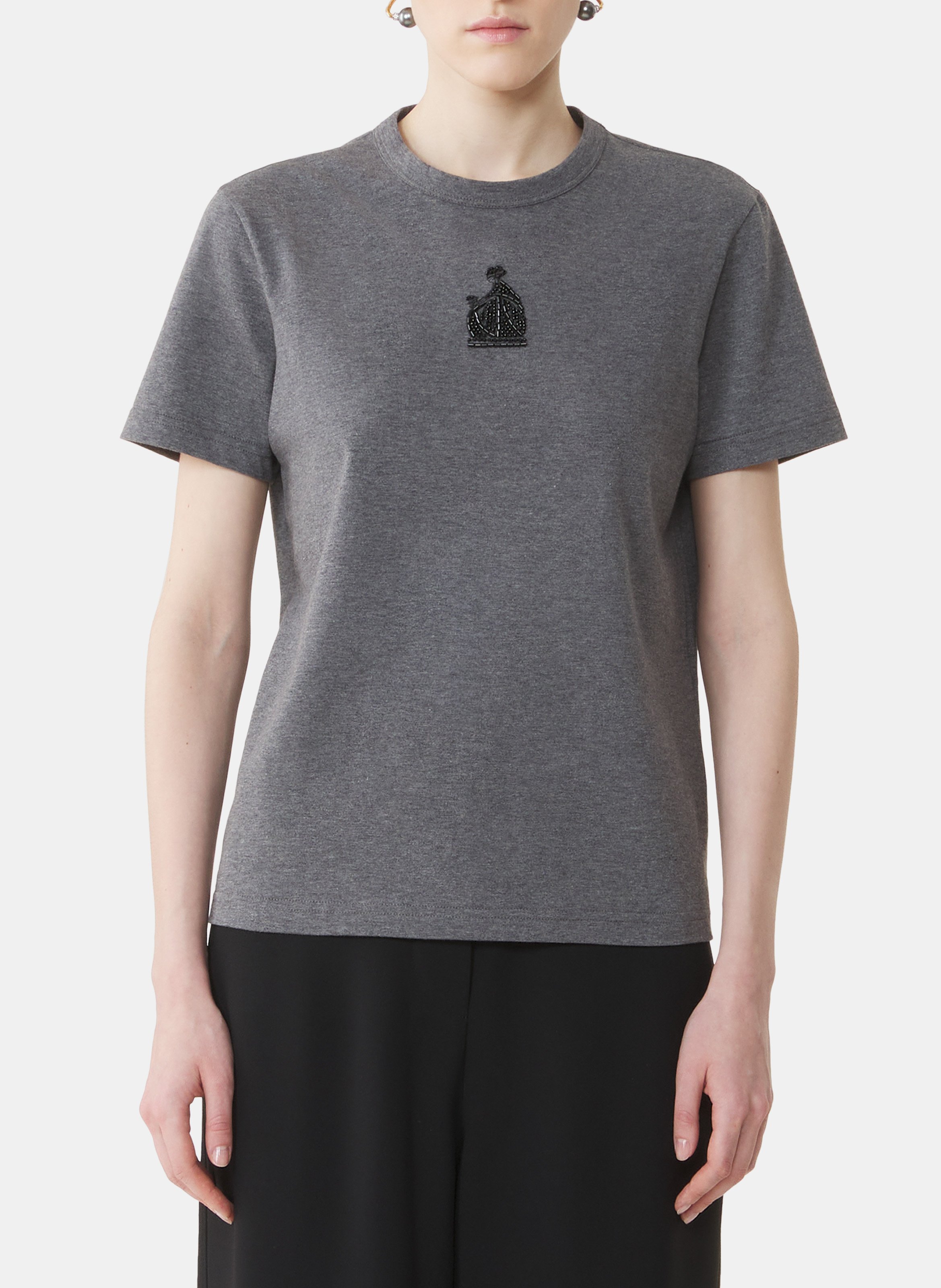 T-shirt brodé la mère et l'enfant en jersey LANVIN Gris