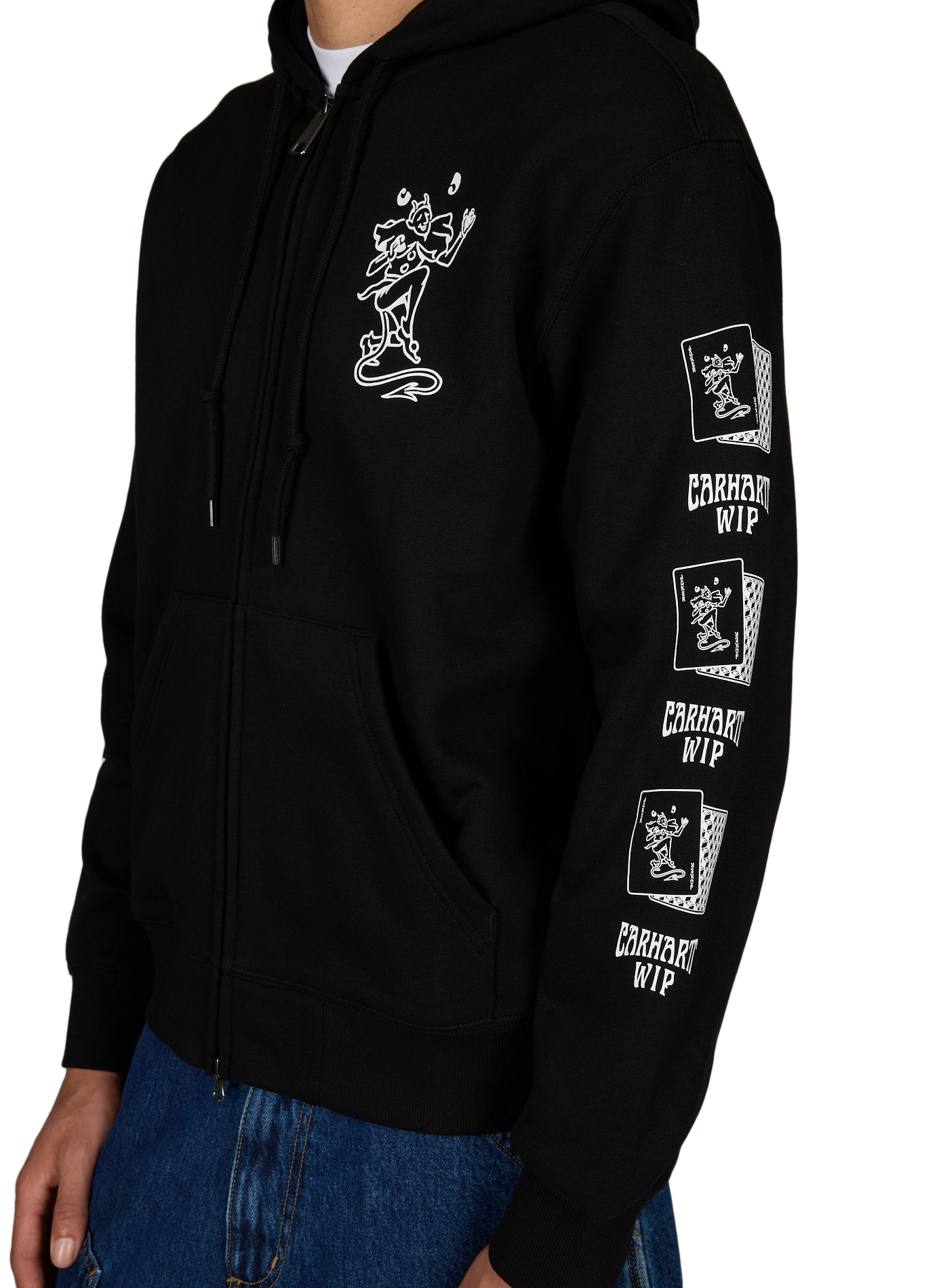 Printed zip-up sweatshirt in cotton CARHARTT WIP Black