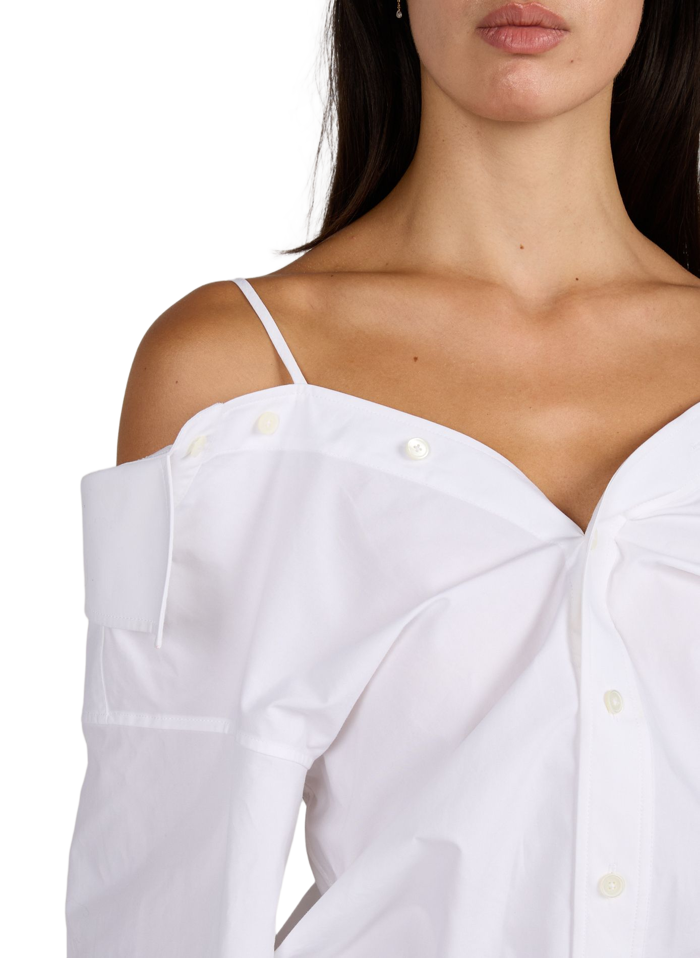 Chemise unie à épaules dénudées en coton ALEXANDER WANG Blanc