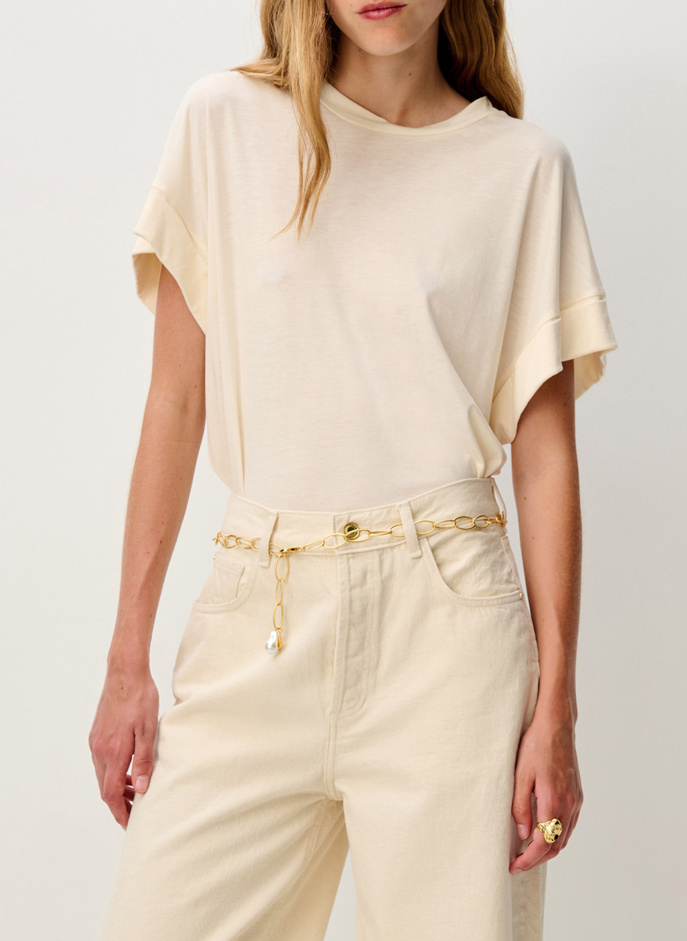 Tee-shirt col rond dimentica SESSUN Beige