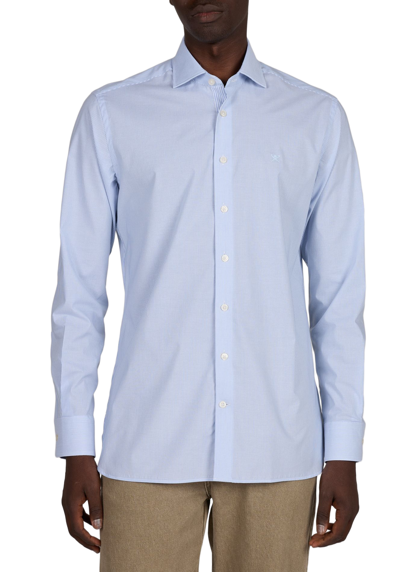 Chemise slim à rayures en coton HACKETT Bleu