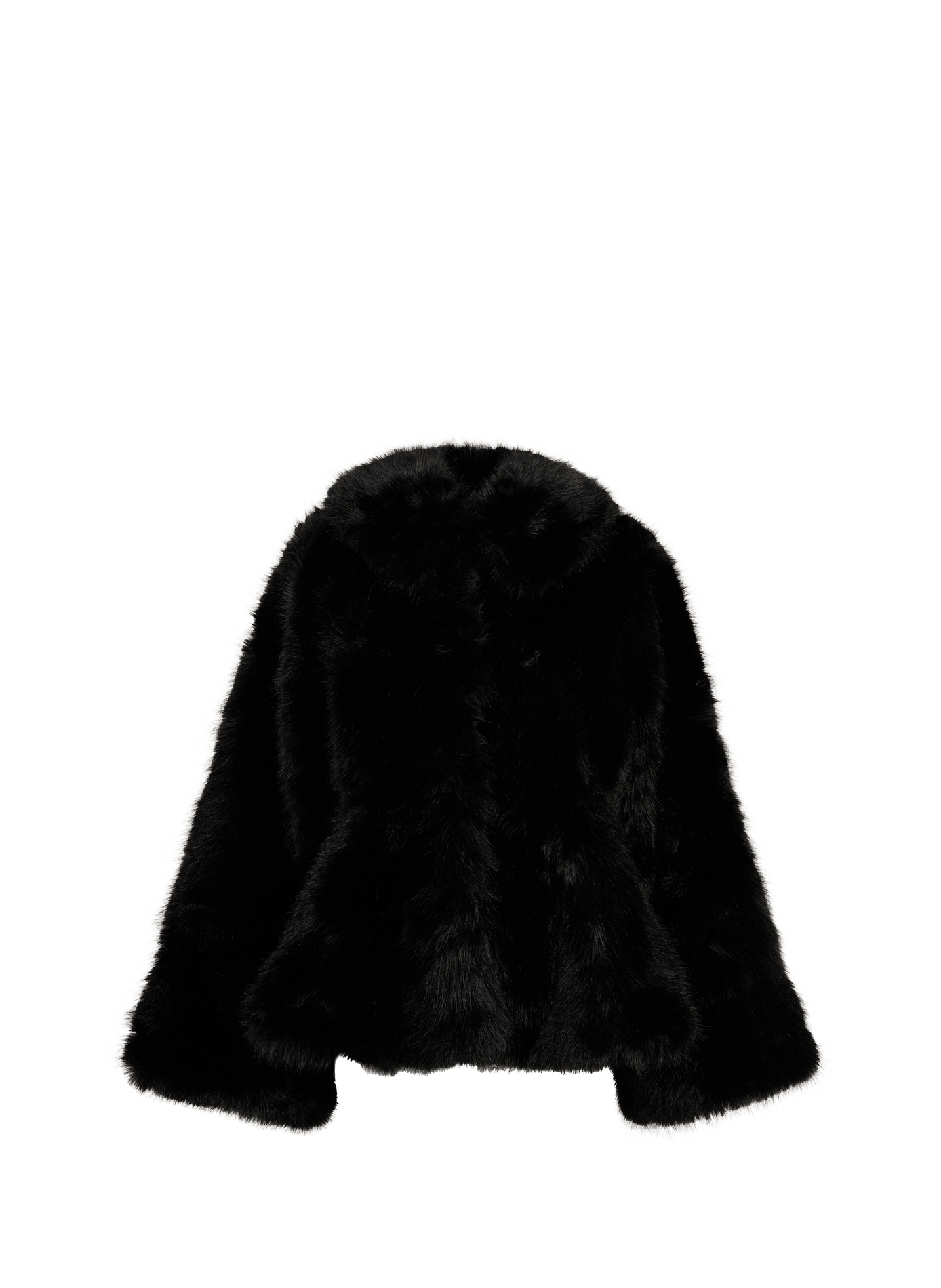Manteau en fausse fourrure à col classique ROTATE Noir