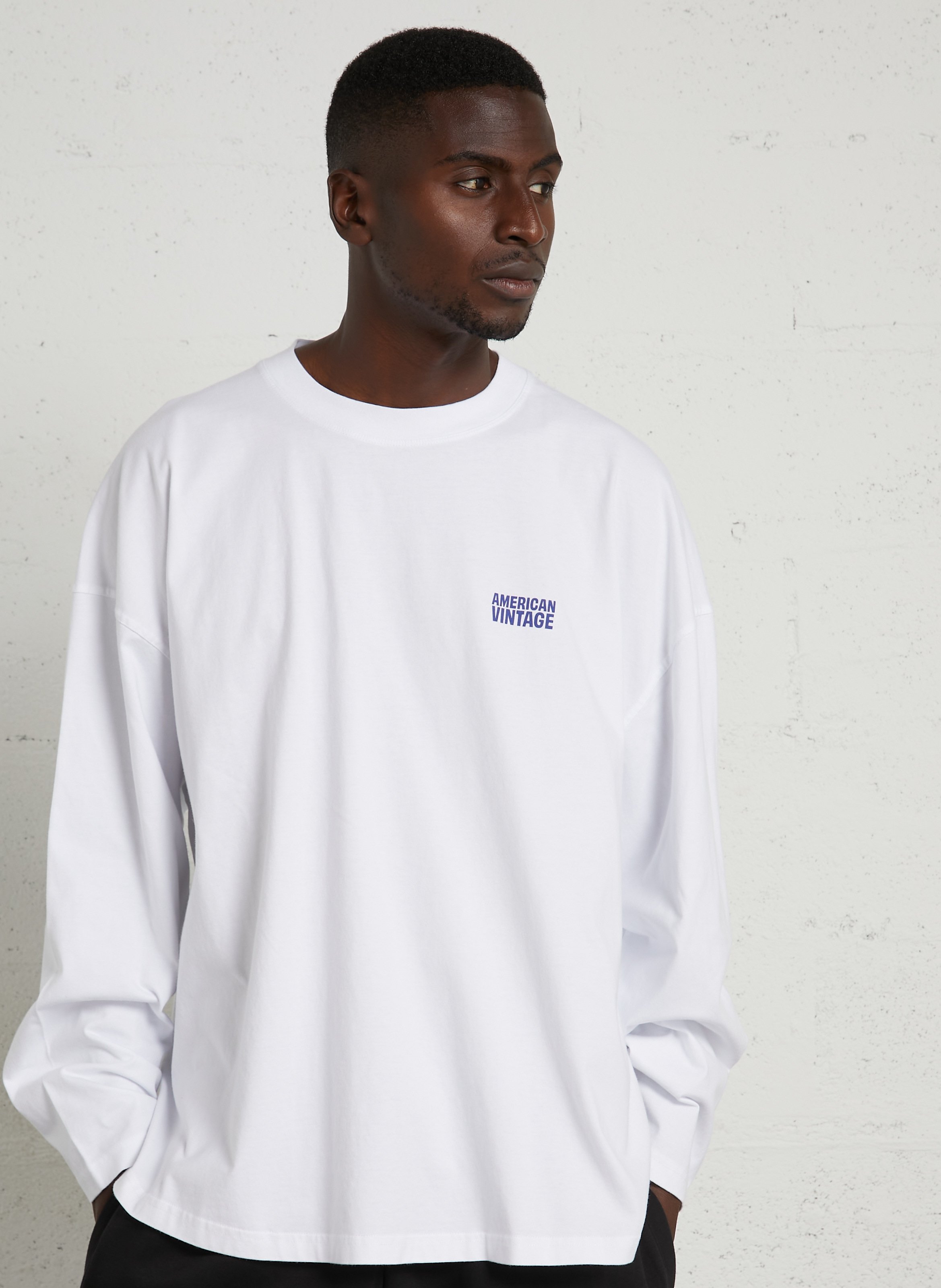 T-shirt droit manches longues en coton gixy AMERICAN VINTAGE Blanc