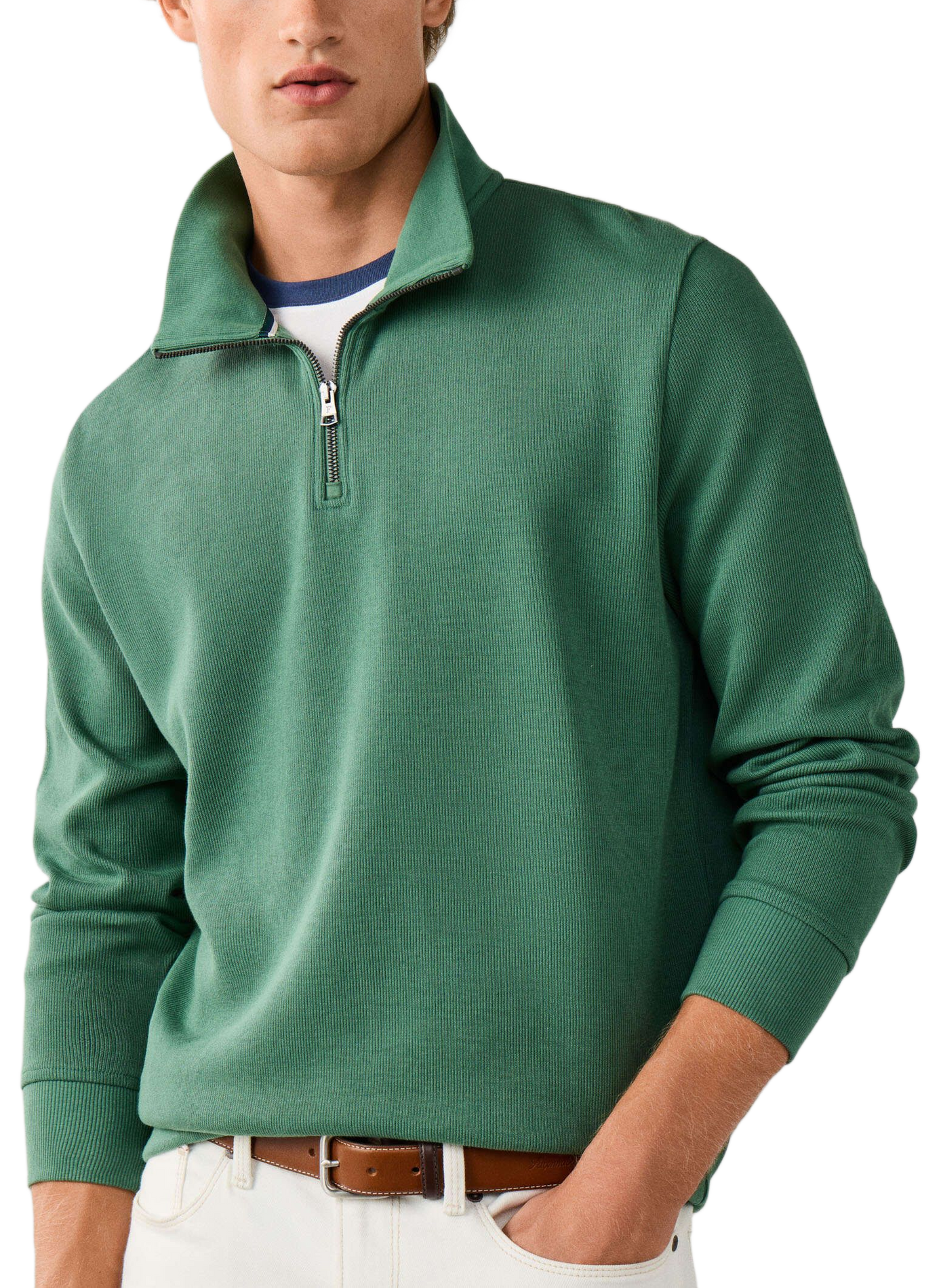 Gerader Sweatshirt mit Stehkragen aus Baumwolle FACONNABLE Grun