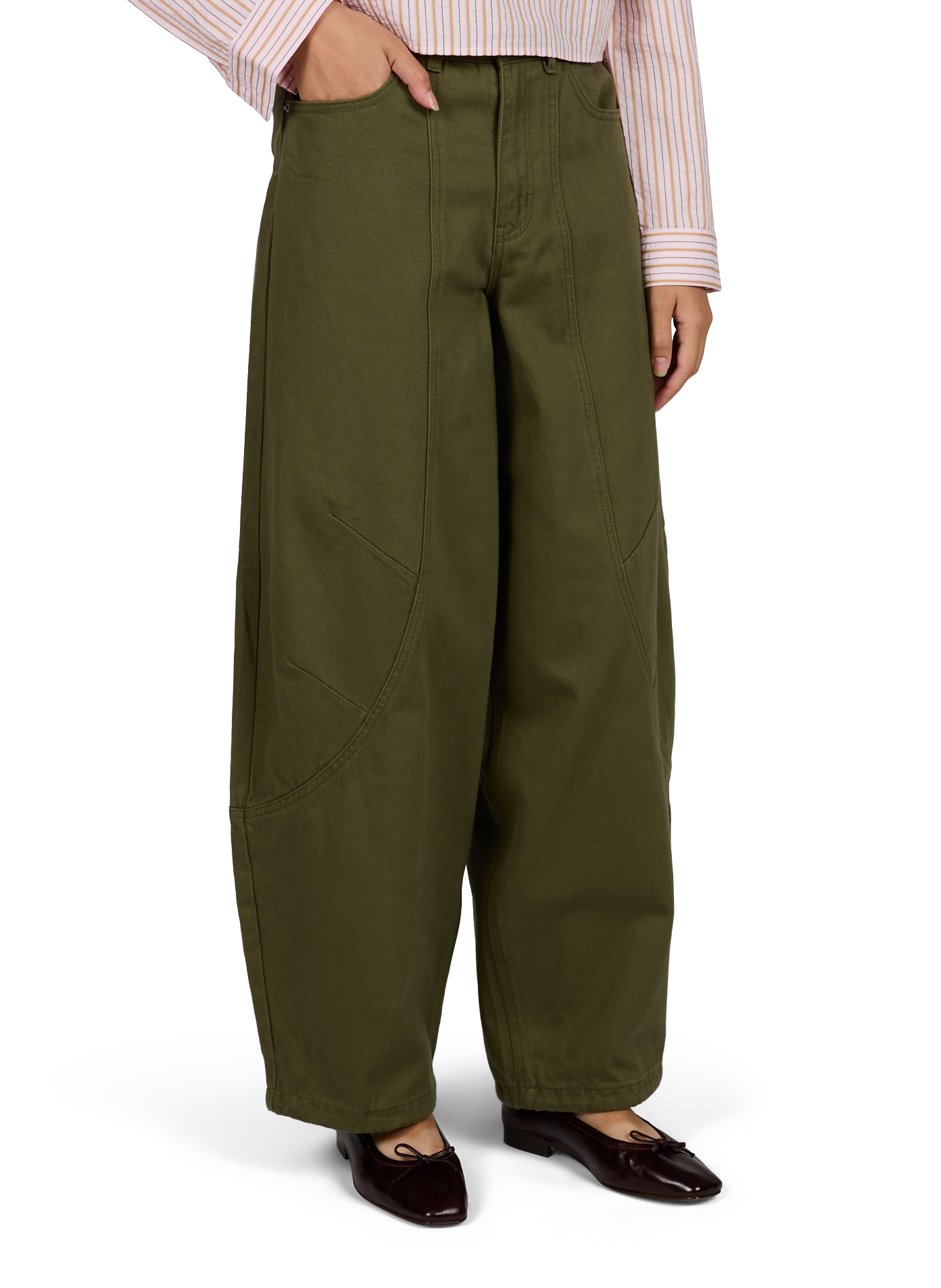 Jeans barell aus Baumwolle und Leinen OBJECT Braun