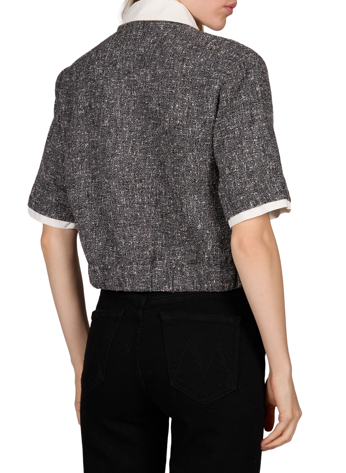 Short sleeve top with silver rhinestones SUNCOO Grey
