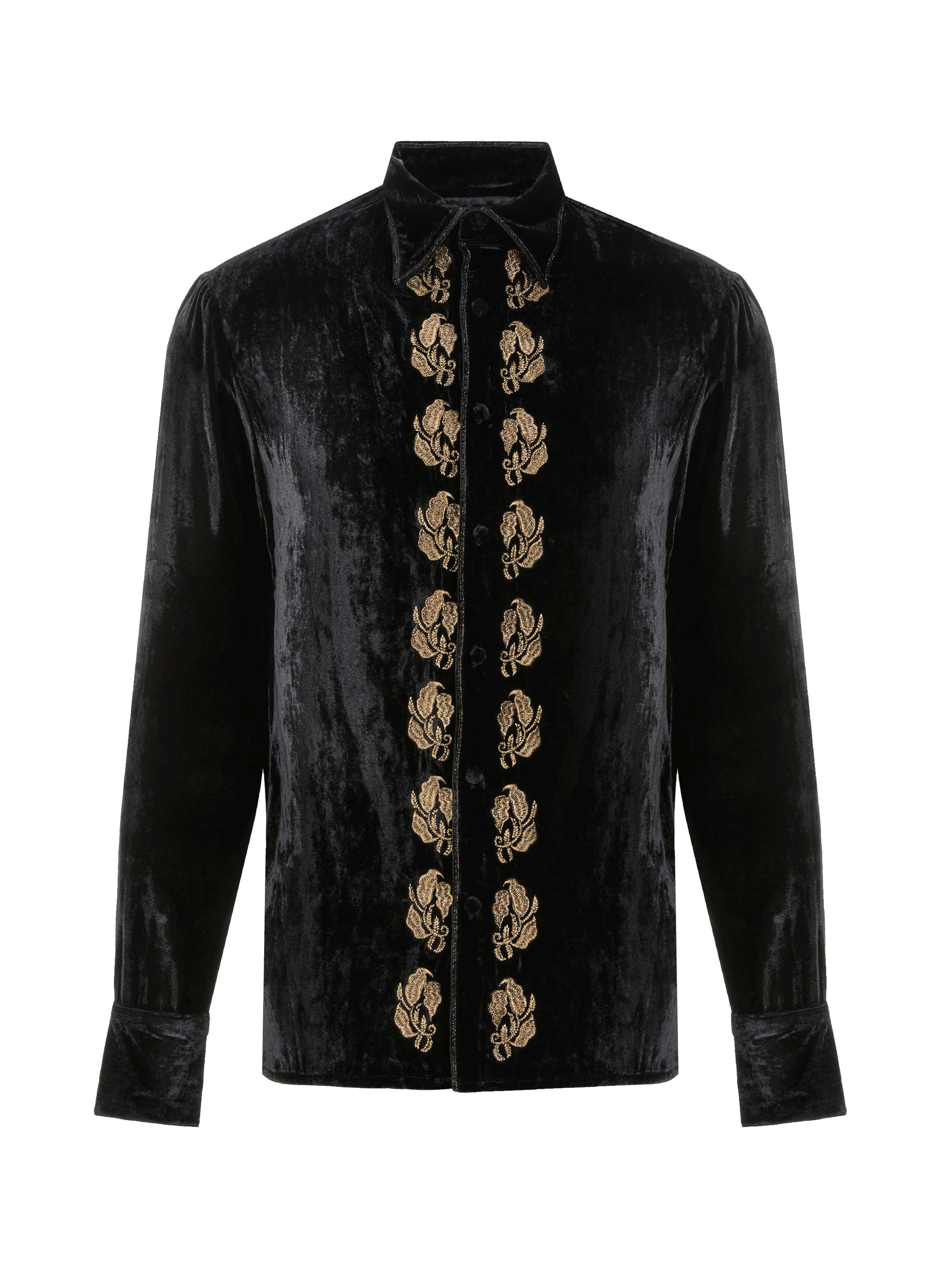Chemise avec broderie en velours