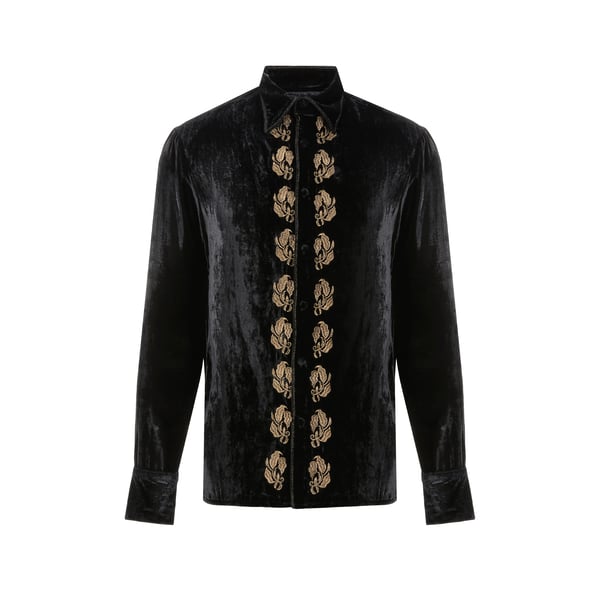 Chemise avec broderie en velours