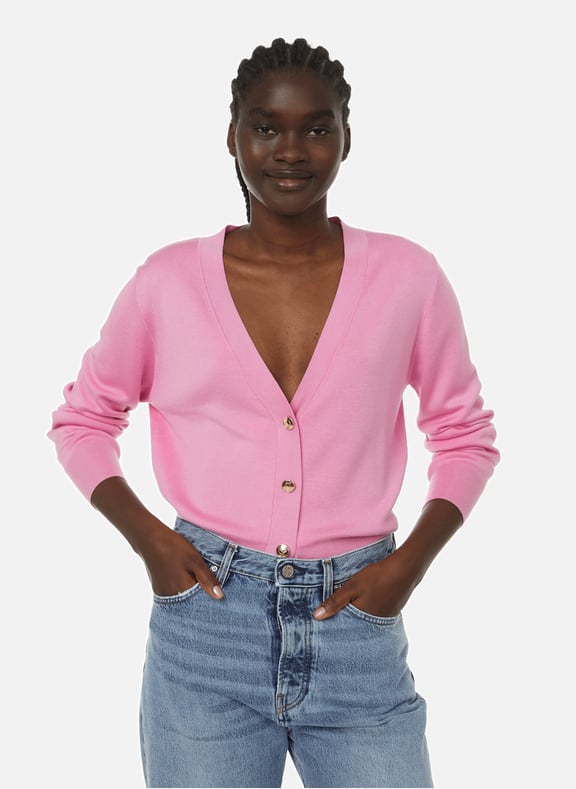 Pink silk cardigan best sale