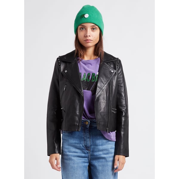 Veste droite col tailleur en cuir