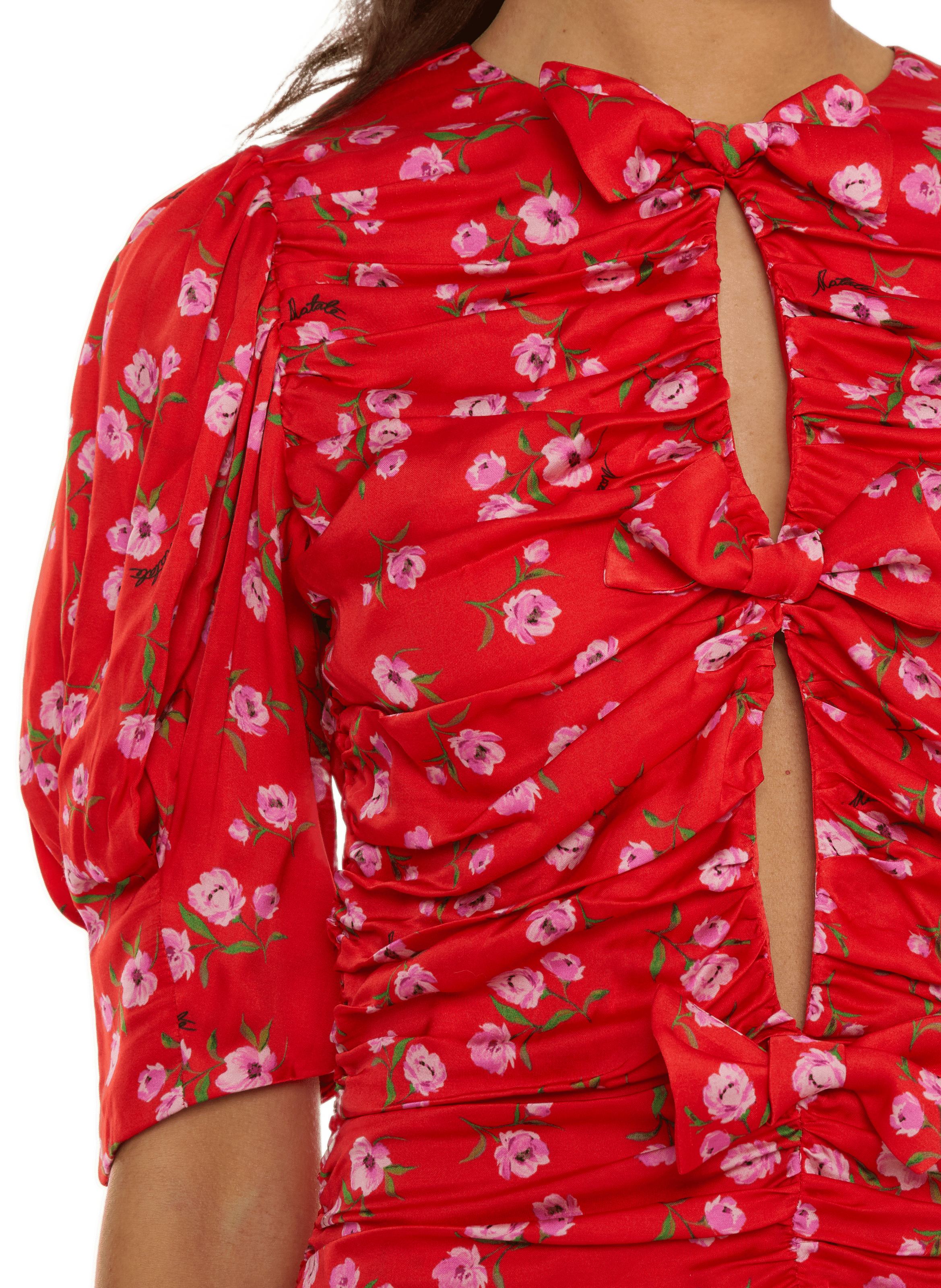 Robe courte à fleurs  ROTATE Rouge