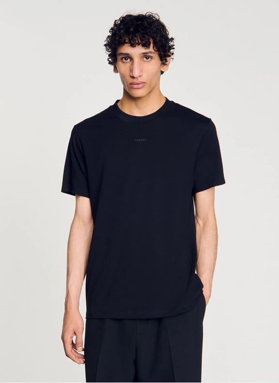 Tee-shirt droit en coton Noir by SANDRO SANDRO Tee-shirt droit en coton Noir