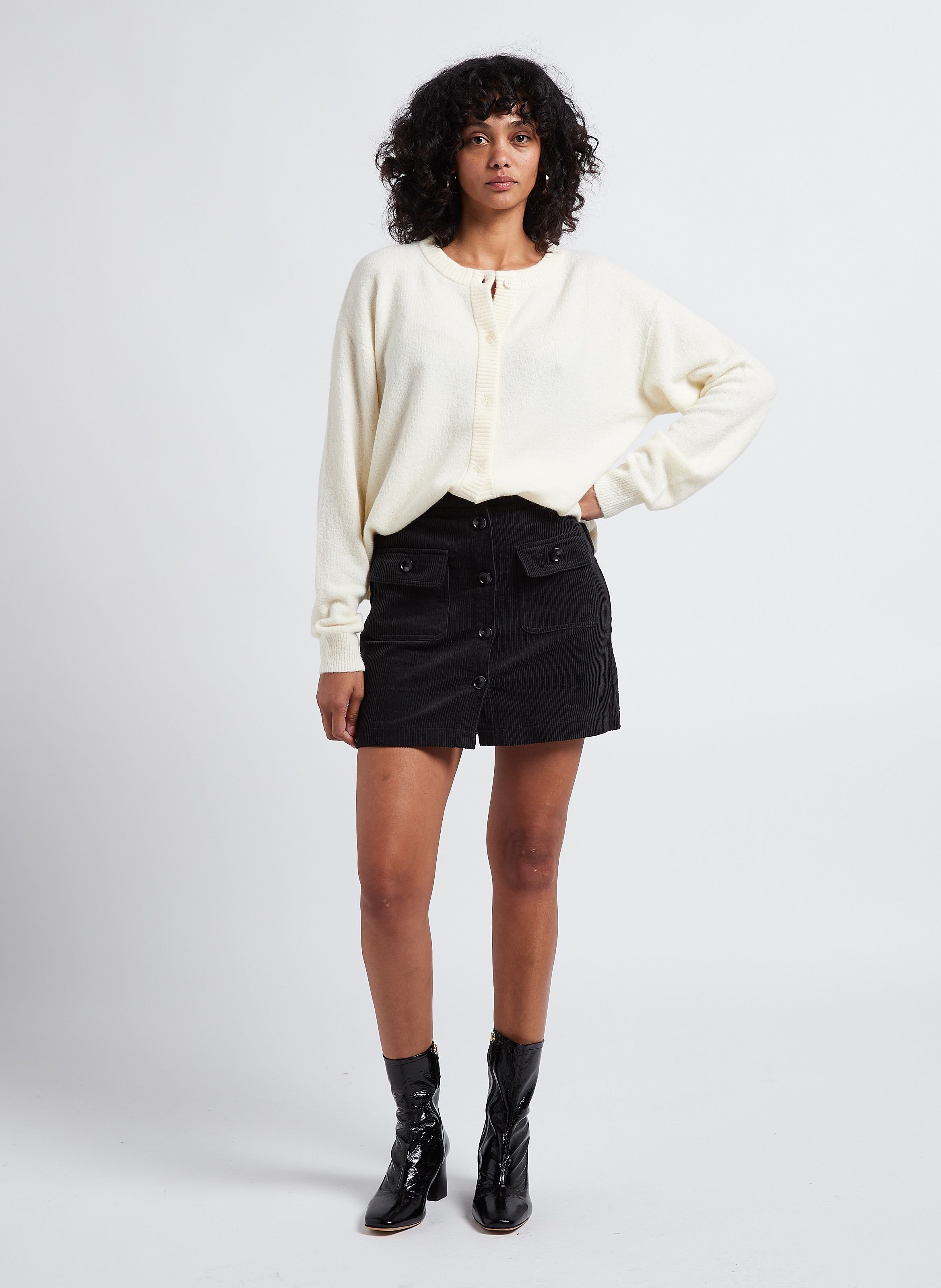 Gilet oversize col rond boutonné damsville AMERICAN VINTAGE Beige