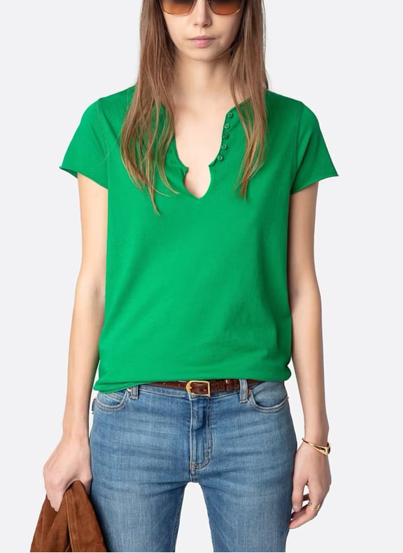 Tee-shirt tunisien en coton bio tuni Vert by ZADIG&VOLTAIRE ZADIG&VOLTAIRE Tee-shirt tunisien en coton bio tuni Vert