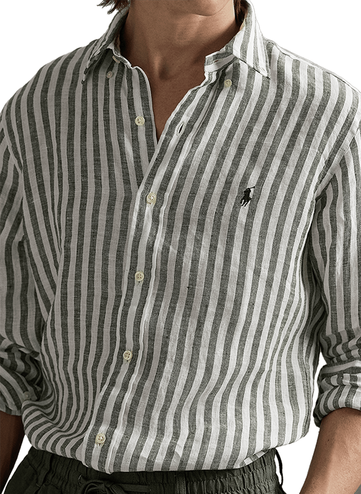 Striped linen shirt POLO RALPH LAUREN Green