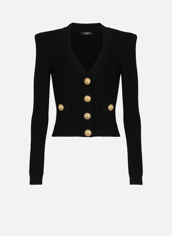 Cardigan court en maille Noir by BALMAIN BALMAIN Cardigan court en maille Noir