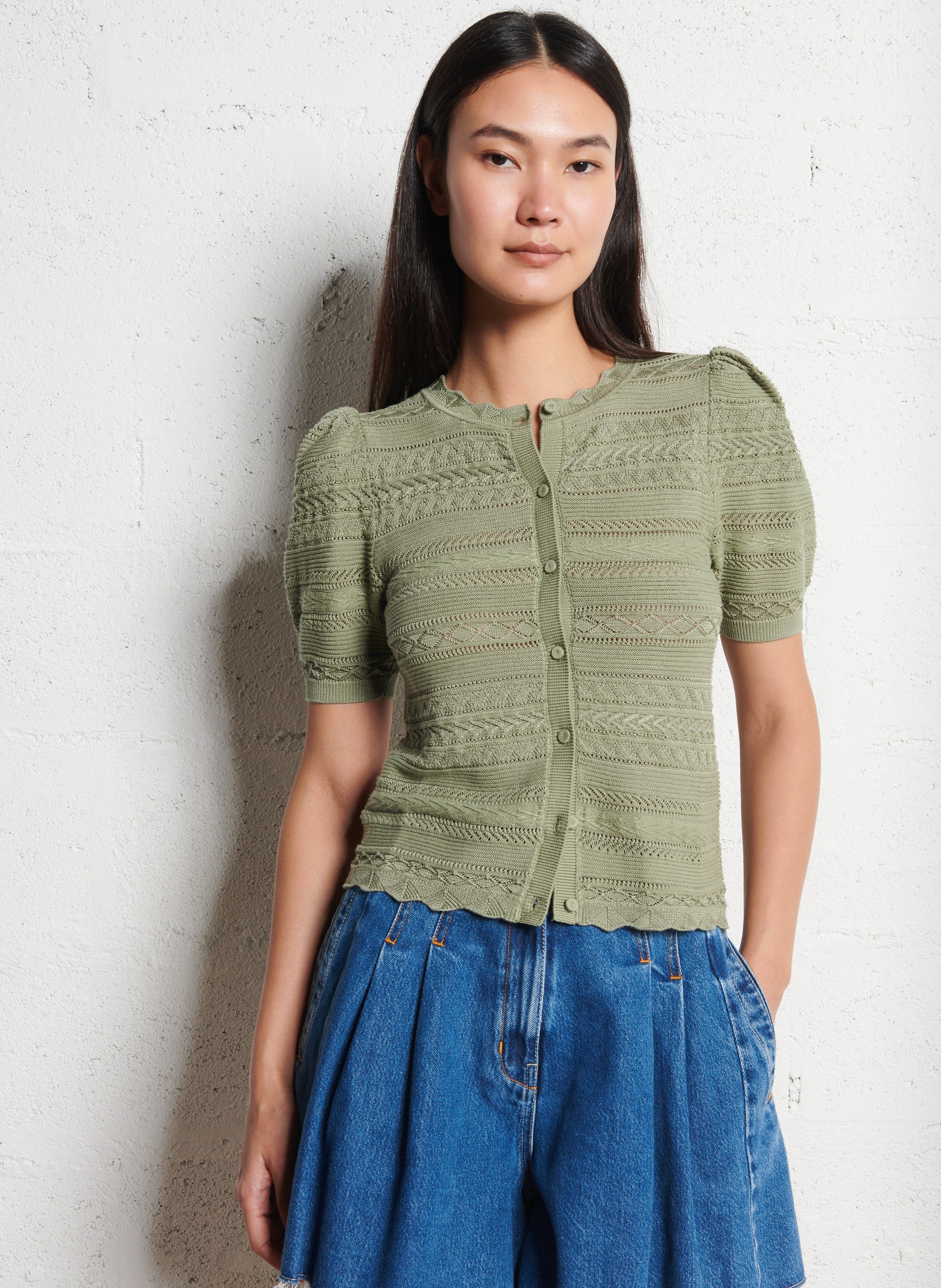 Gilet ajusté en coton mélangé vinat BA&SH Kaki