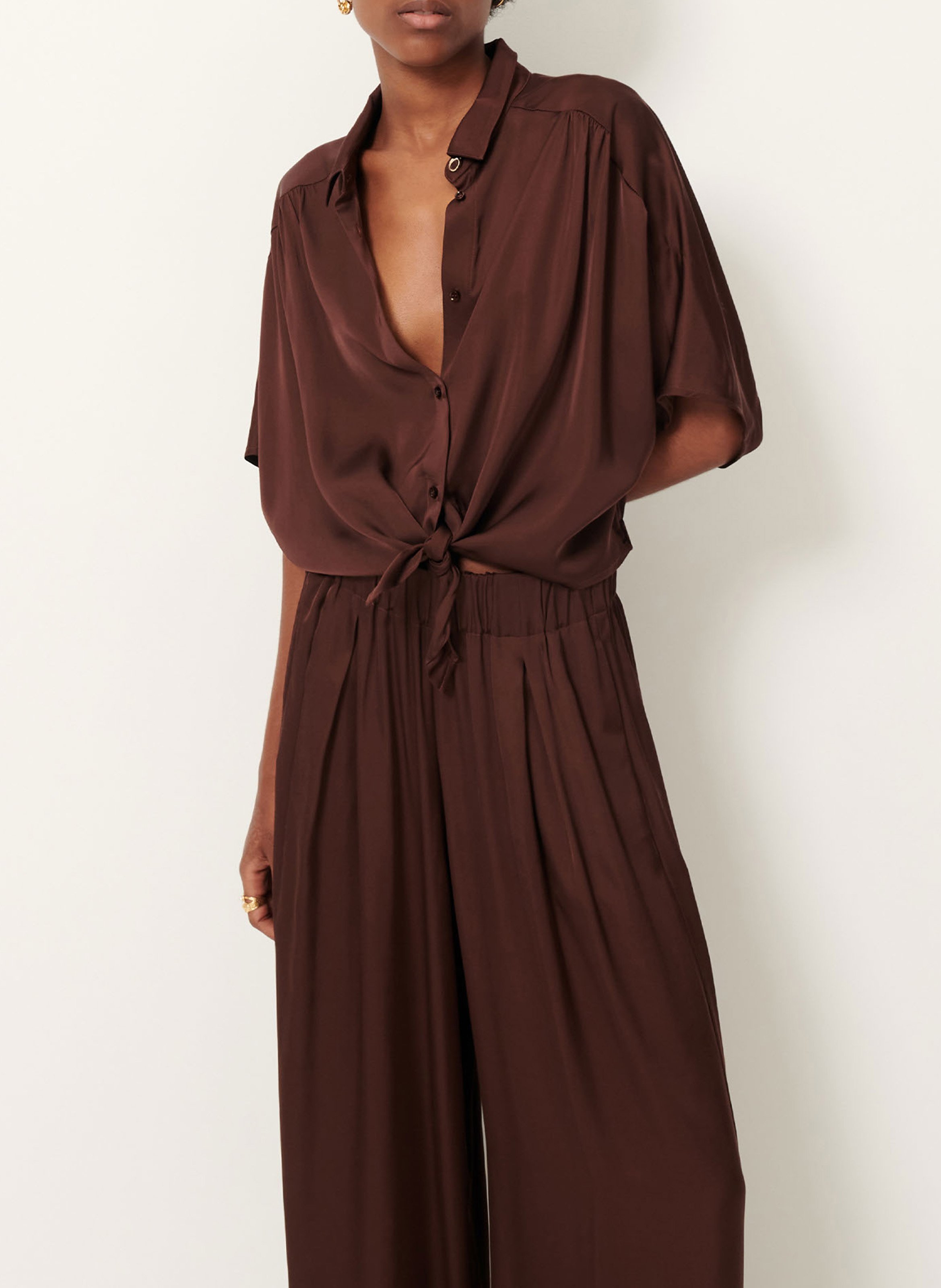 Chemise droite col classique alfassa night SESSUN Marron