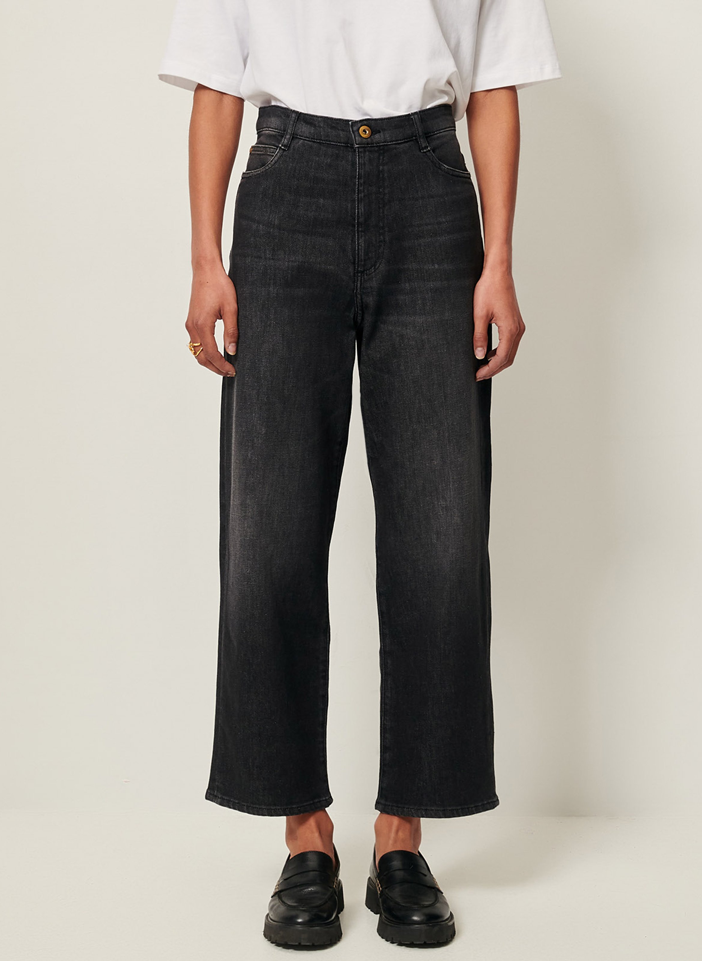 Jean droit taille haute en coton bay cruise SESSUN Noir