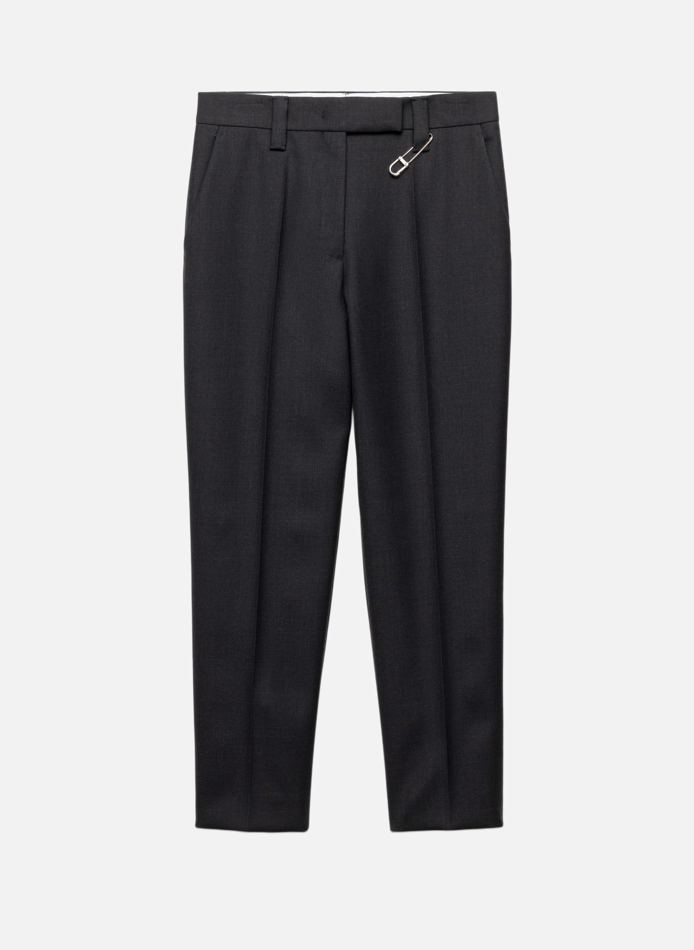 PRADA Pantalon en gabardine de laine avec épingle Gris