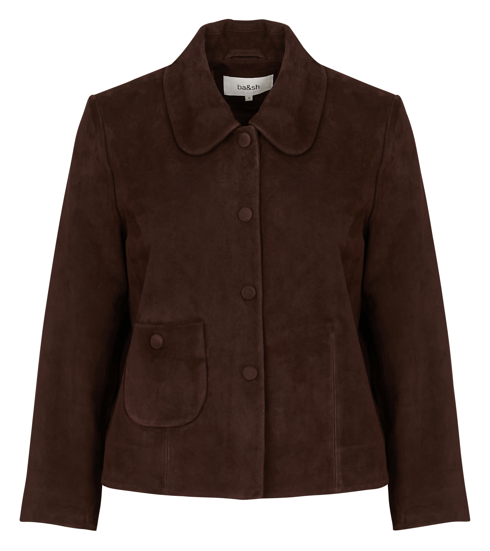Veste courte en cuir velours milas BA&SH Marron