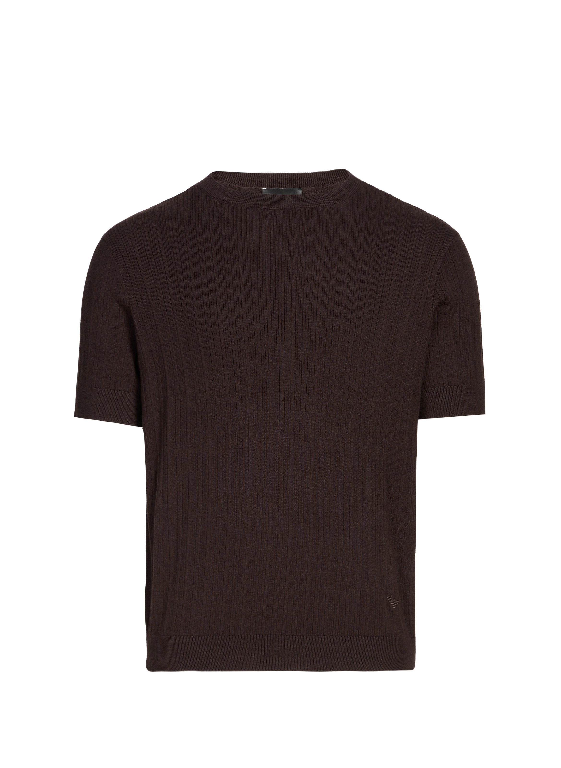 EMPORIO ARMANI T-shirt col rond en coton et cachemire Marron