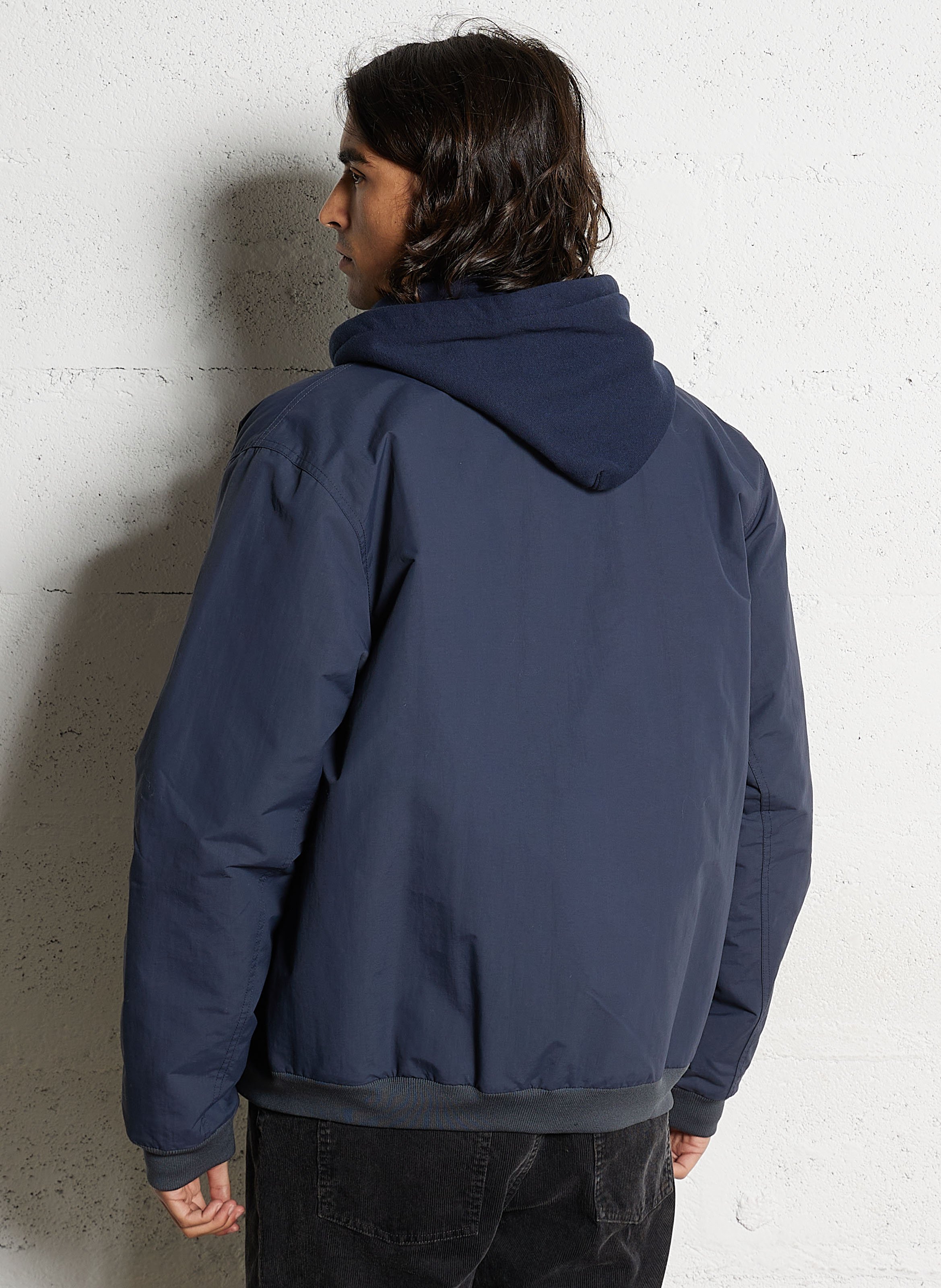 Veste zippée large unie Bleu