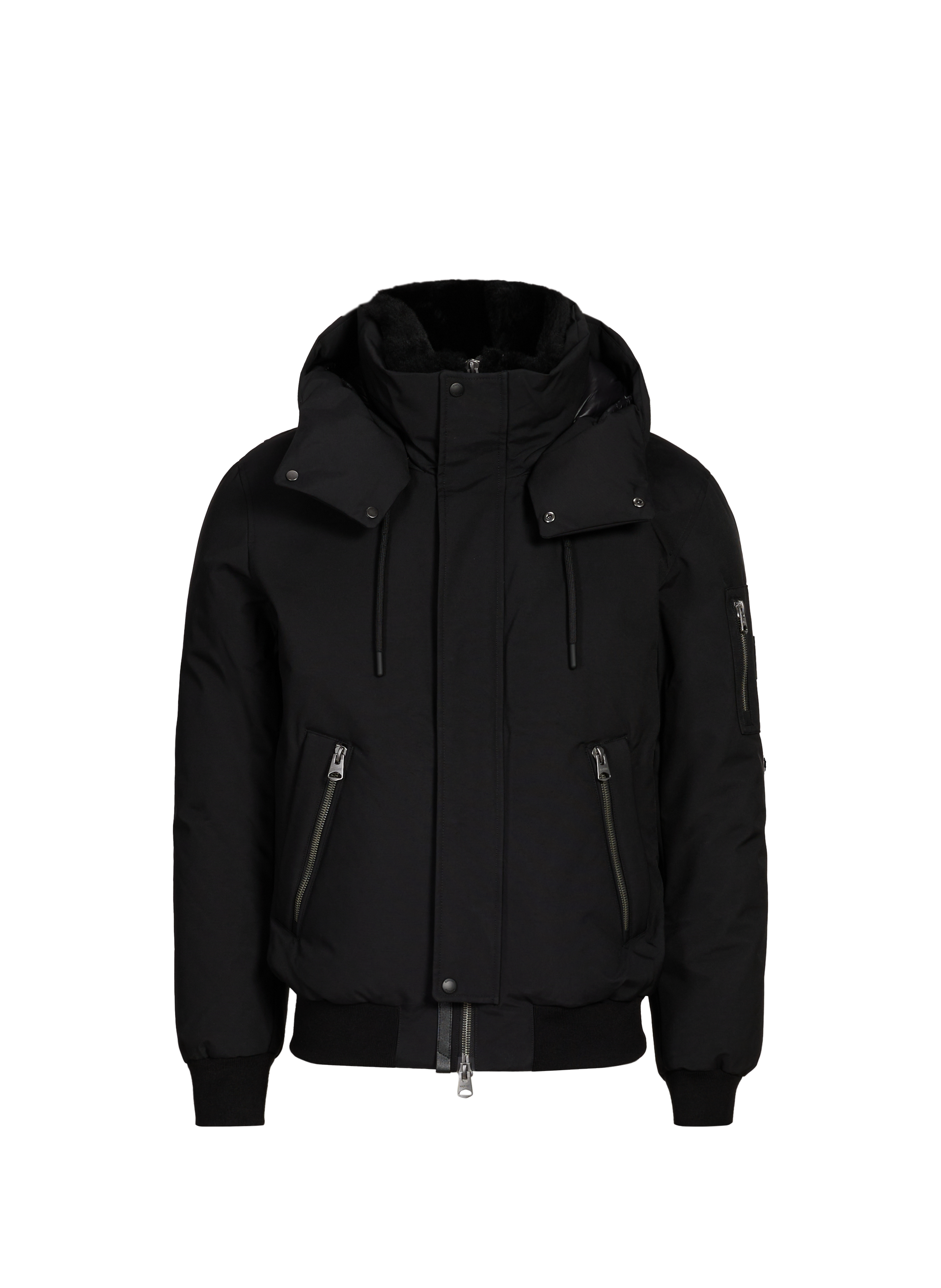 Iker 2-in-1 Aviator Jacket with Removable Rason Plastron Black by MACKAGE MACKAGE Iker 2-in-1 Aviator Jacket with Removable Rason Plastron Black