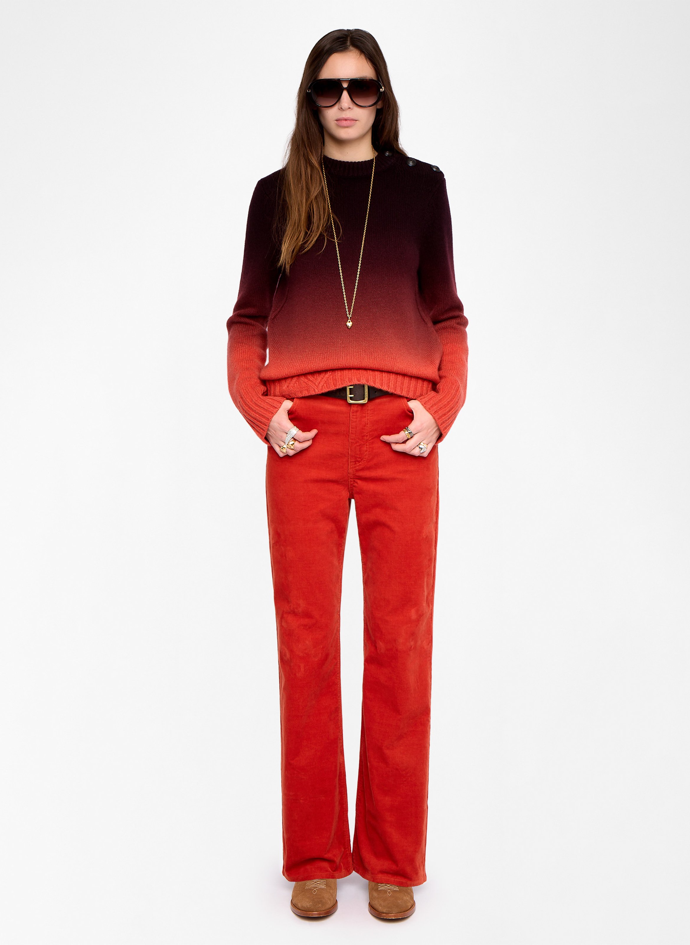 Pull droit col rond en cachemire malty ZADIG&VOLTAIRE Orange