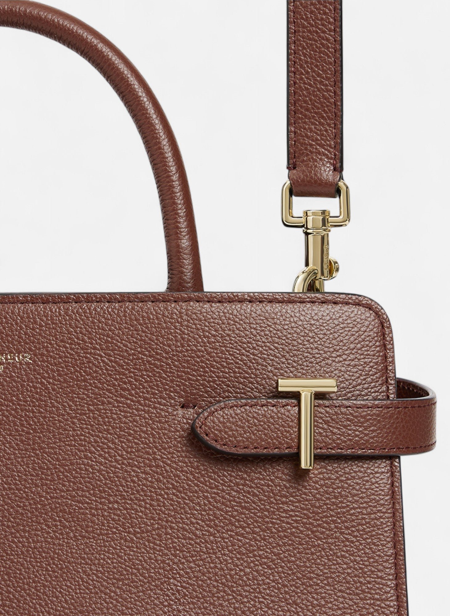 Sac à main moyen modèle emilie en cuir grainé LE TANNEUR Marron
