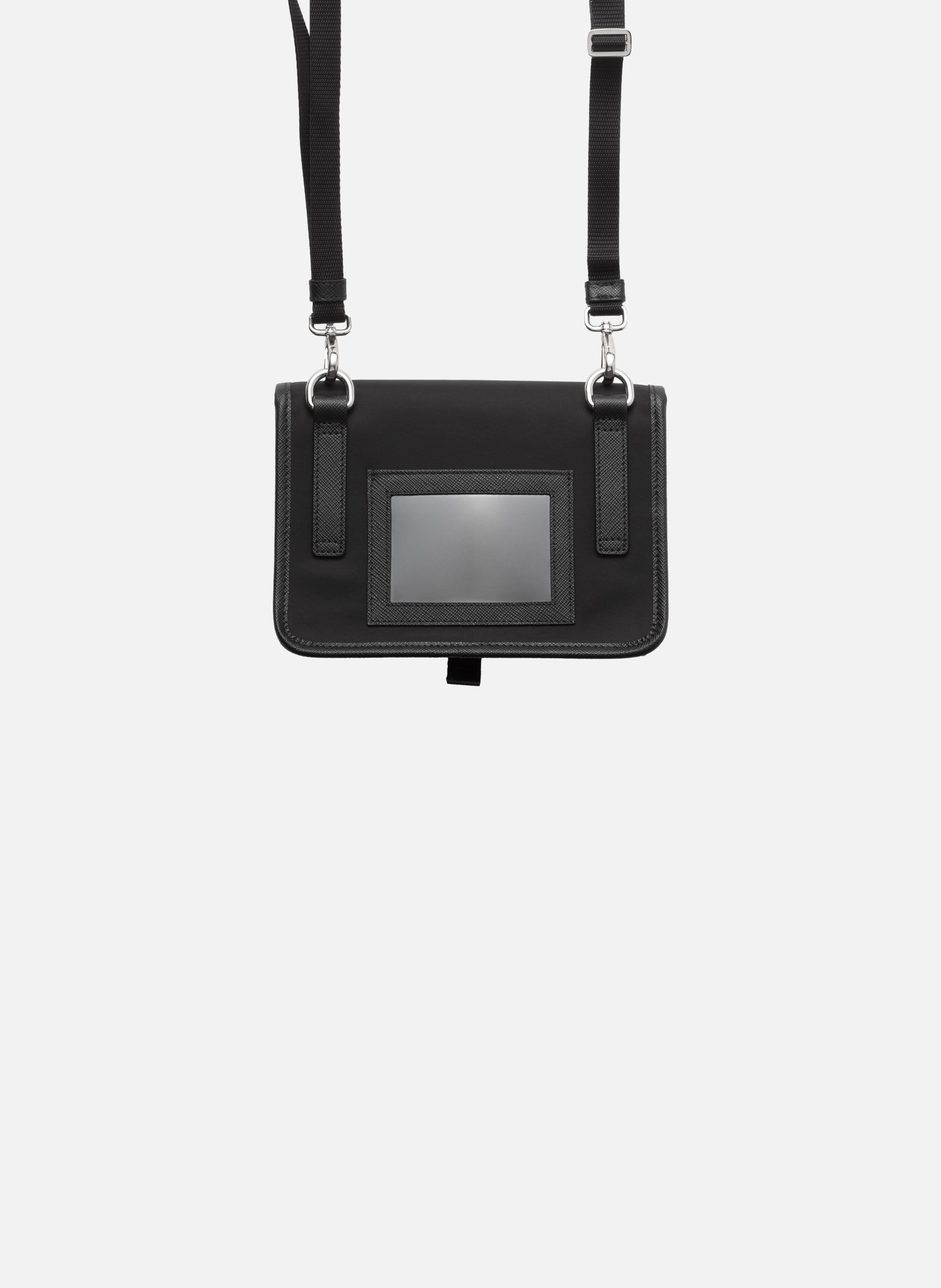 Étui smartphone en re-nylon et cuir saffiano PRADA Noir