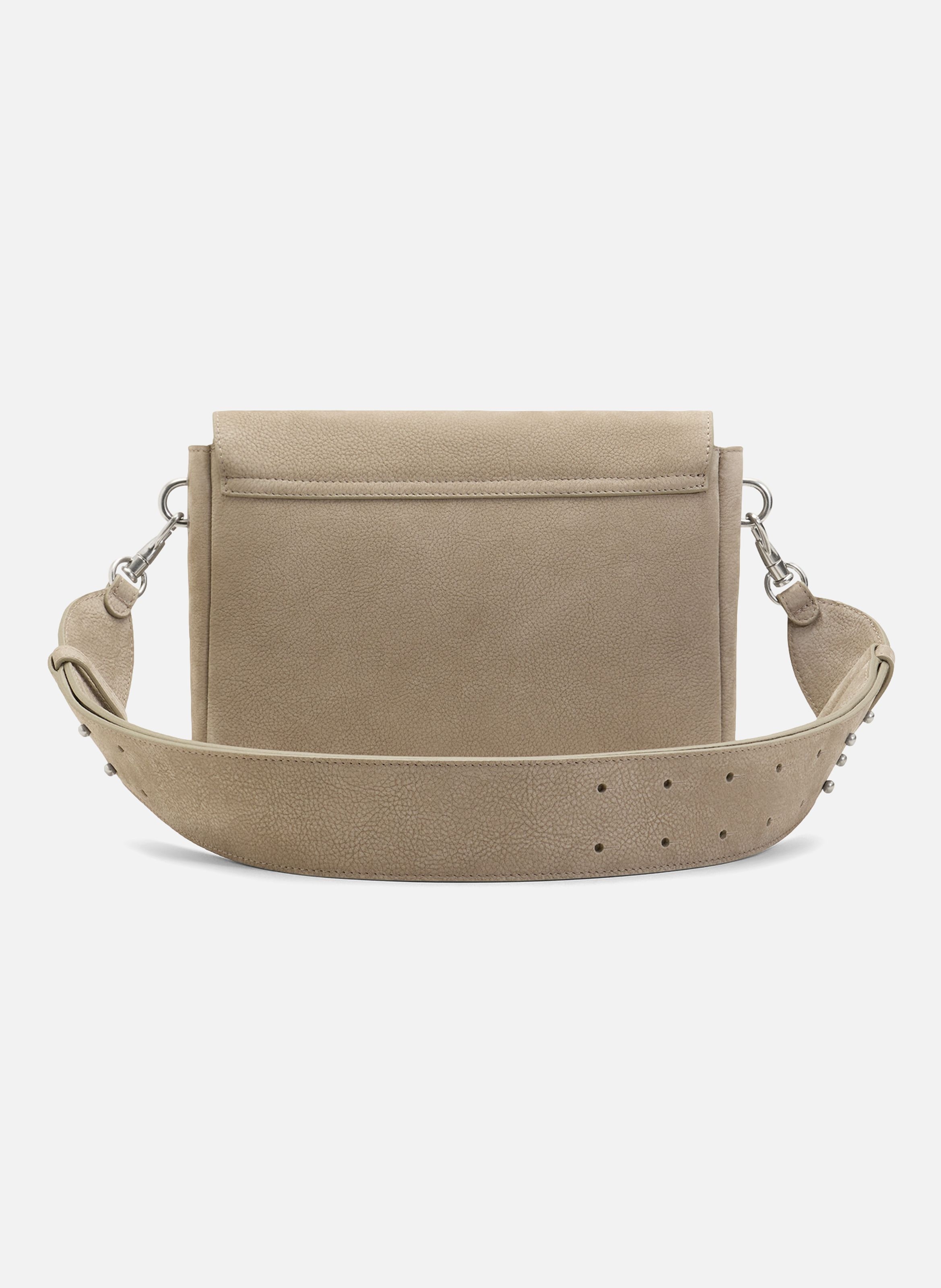 Sac messenger à rabat carrousel unisexe en cuir de vache AMI PARIS Gris