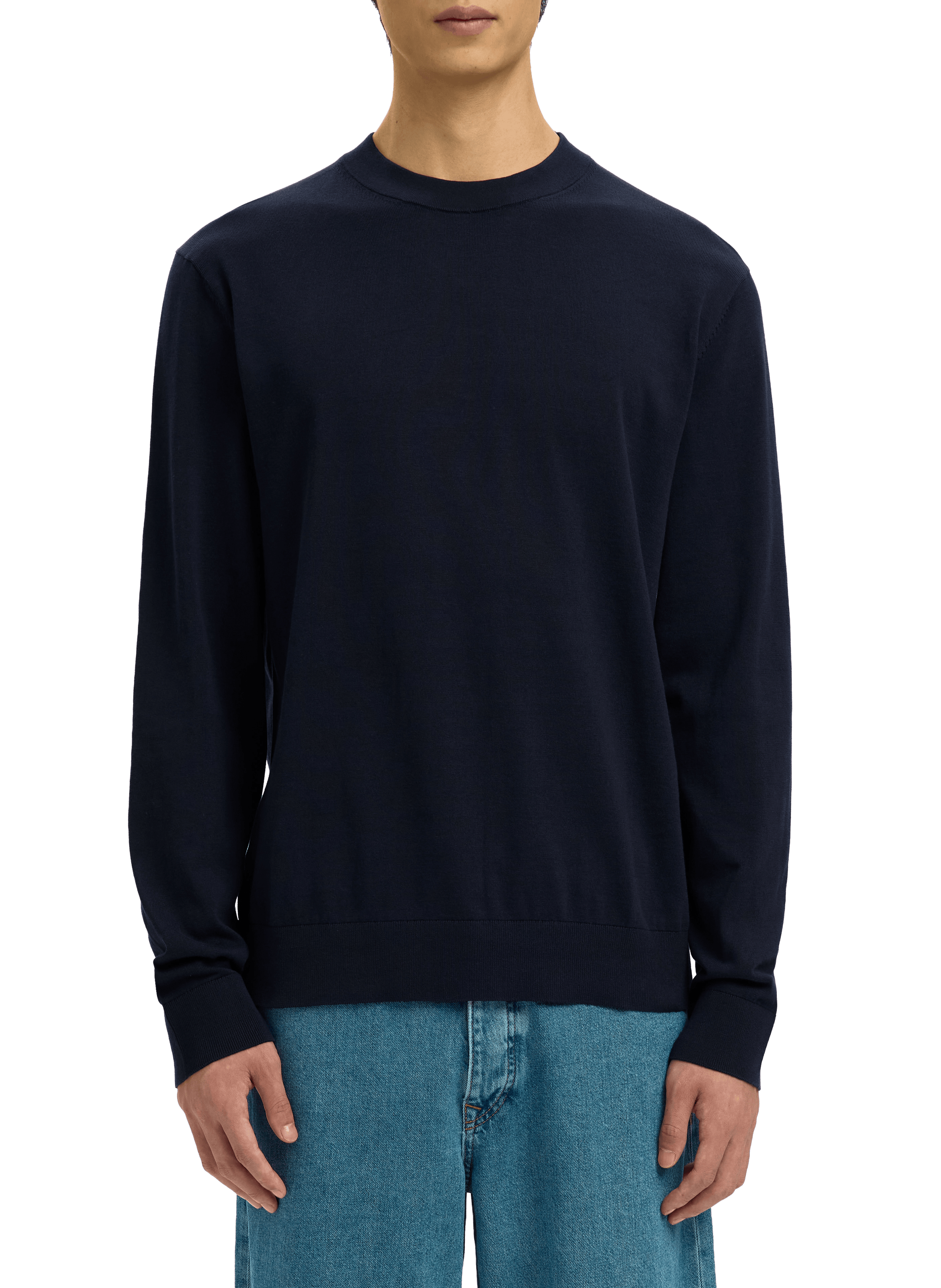 Cotton jumper SELECTED Blue