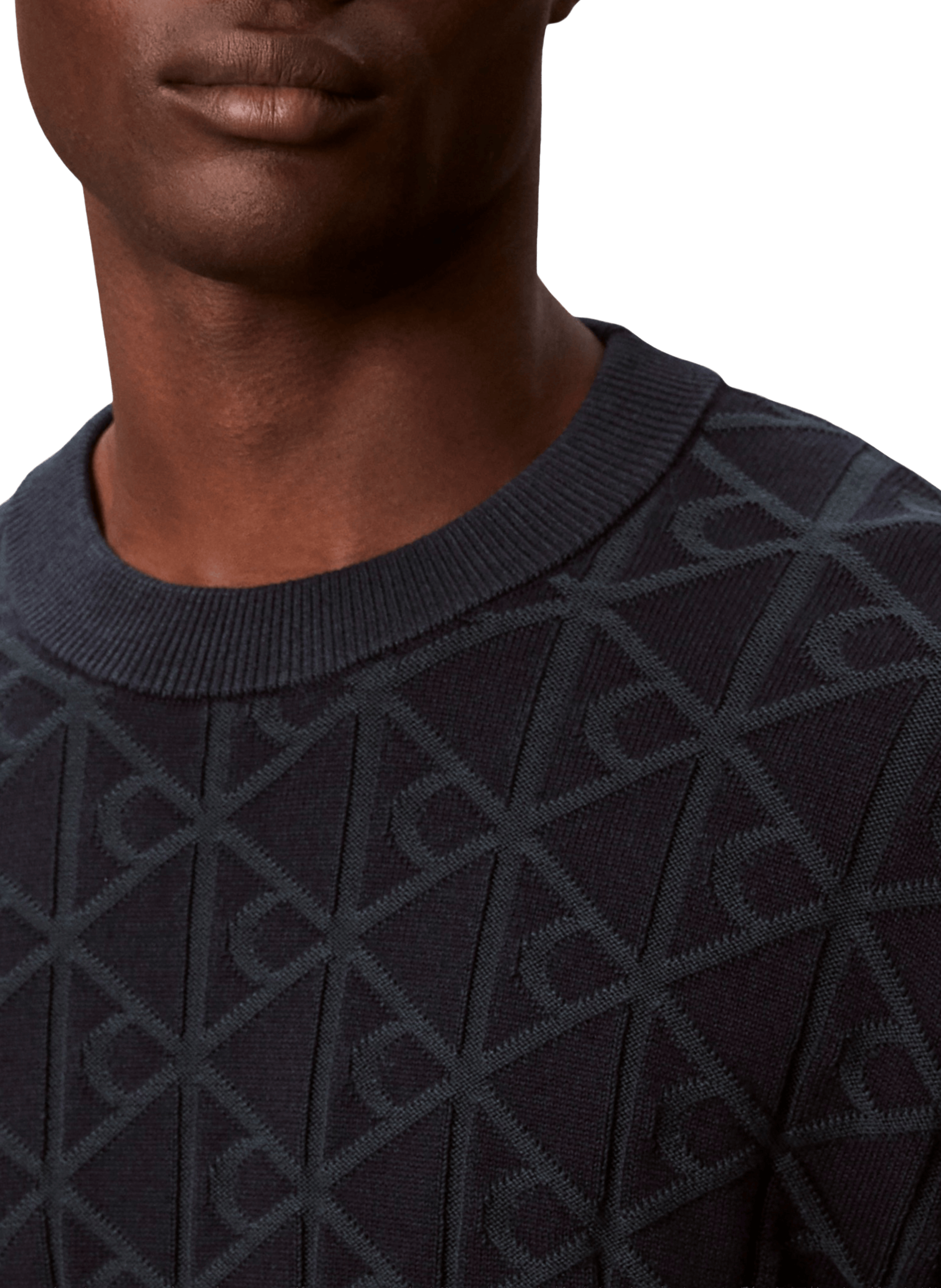 Pull droit à col rond en coton CALVIN KLEIN Gris