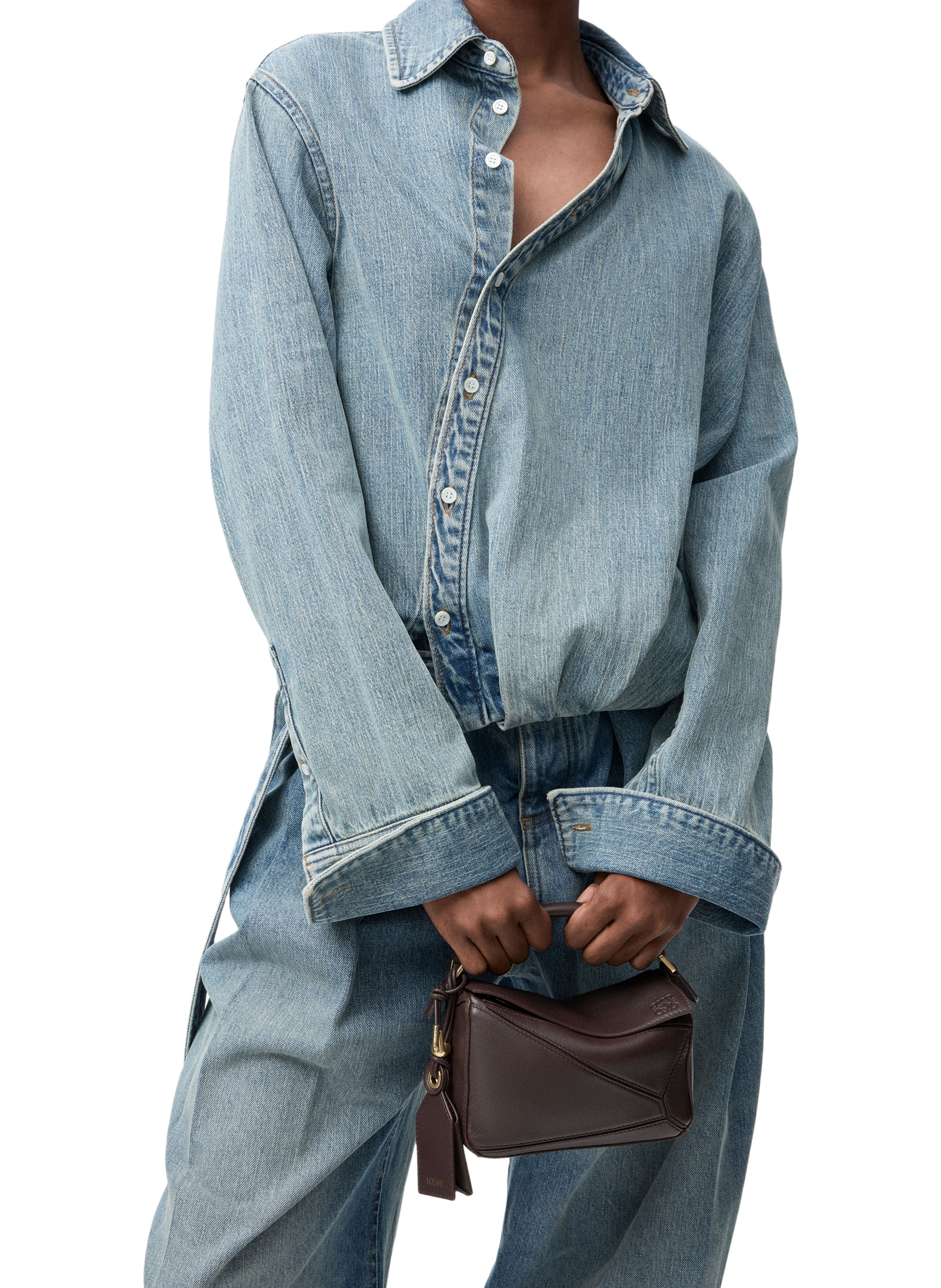 Mini bag Featherlight Puzzle in lambskin nappa LOEWE Brown