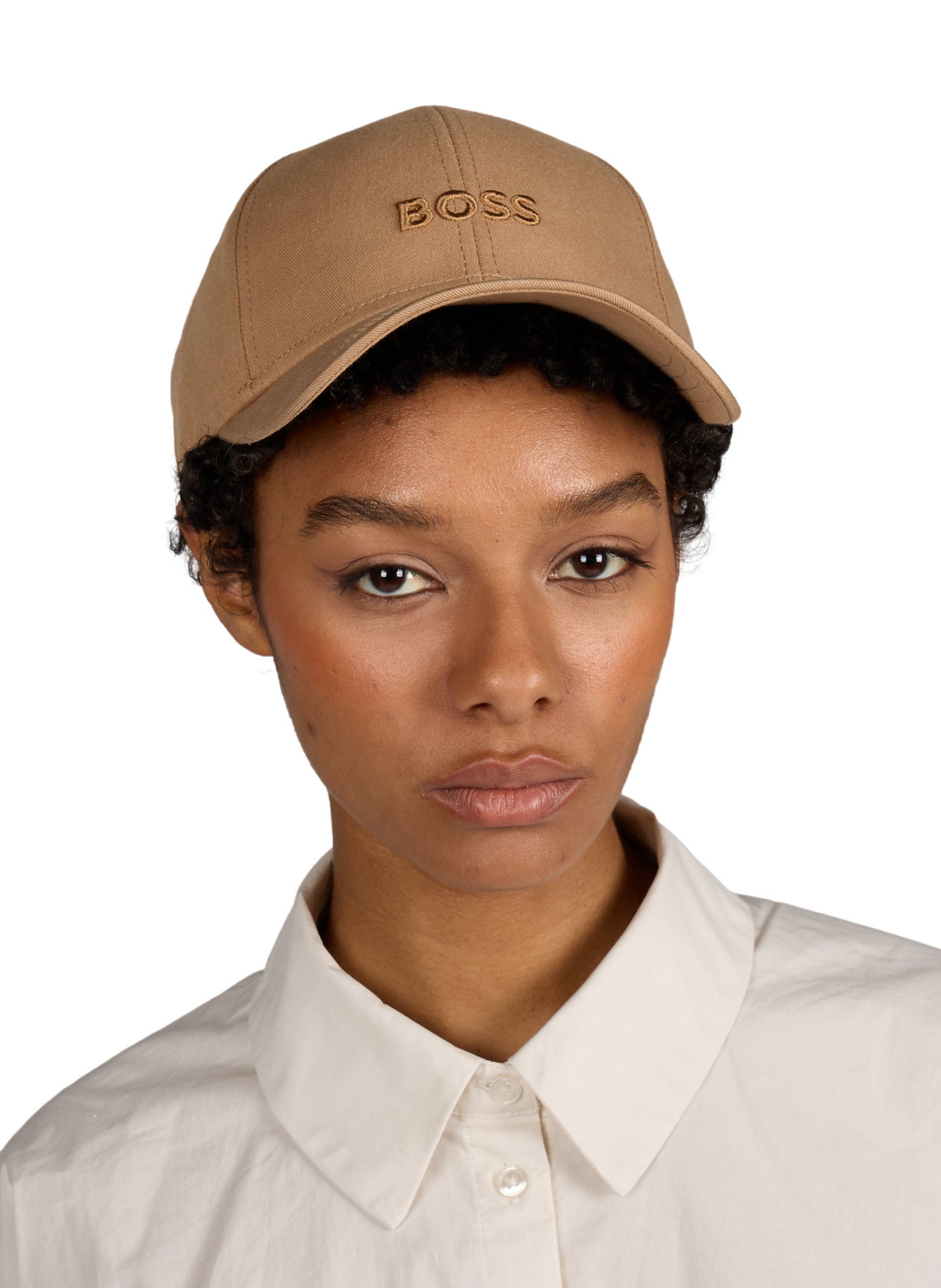 Embroidered brand cotton cap BOSS Beige